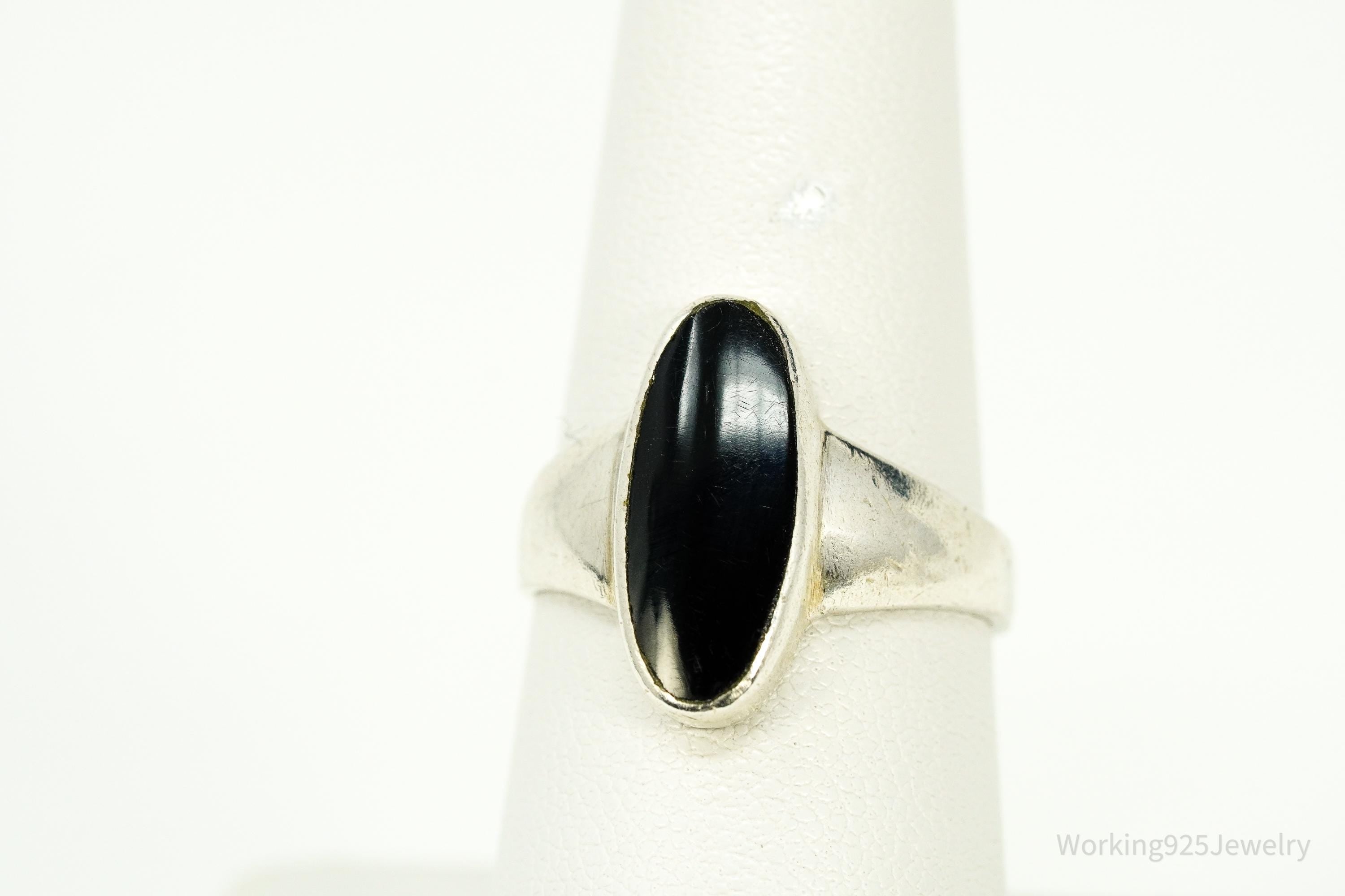 Vintage Black Onyx Sterling Silver Ring - Size 7.25