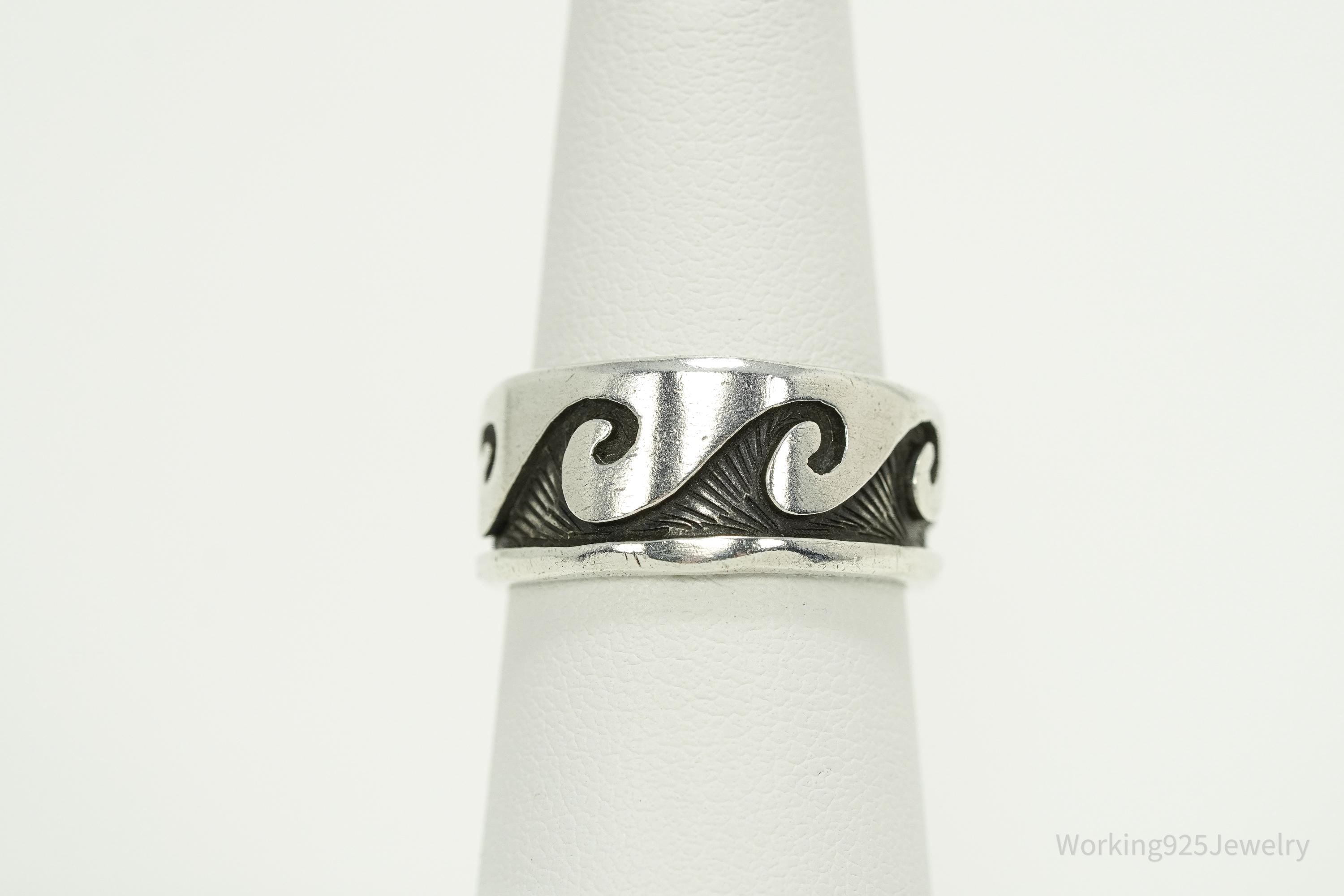 Vintage Native American Waves Sterling Silver Band Ring - Size 6.5