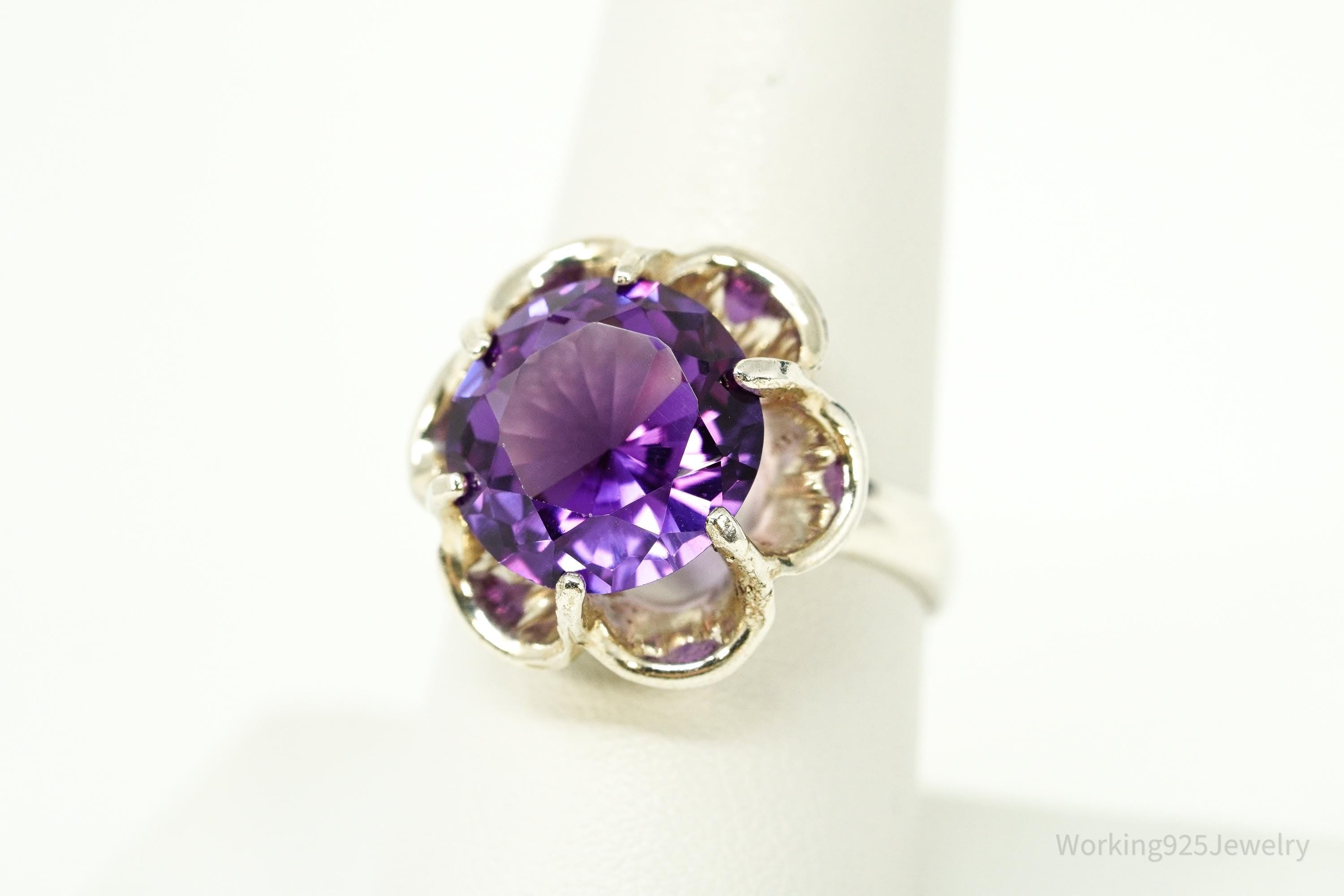 Vintage Color Changing Sapphire Sterling Silver Ring - Size 8.25