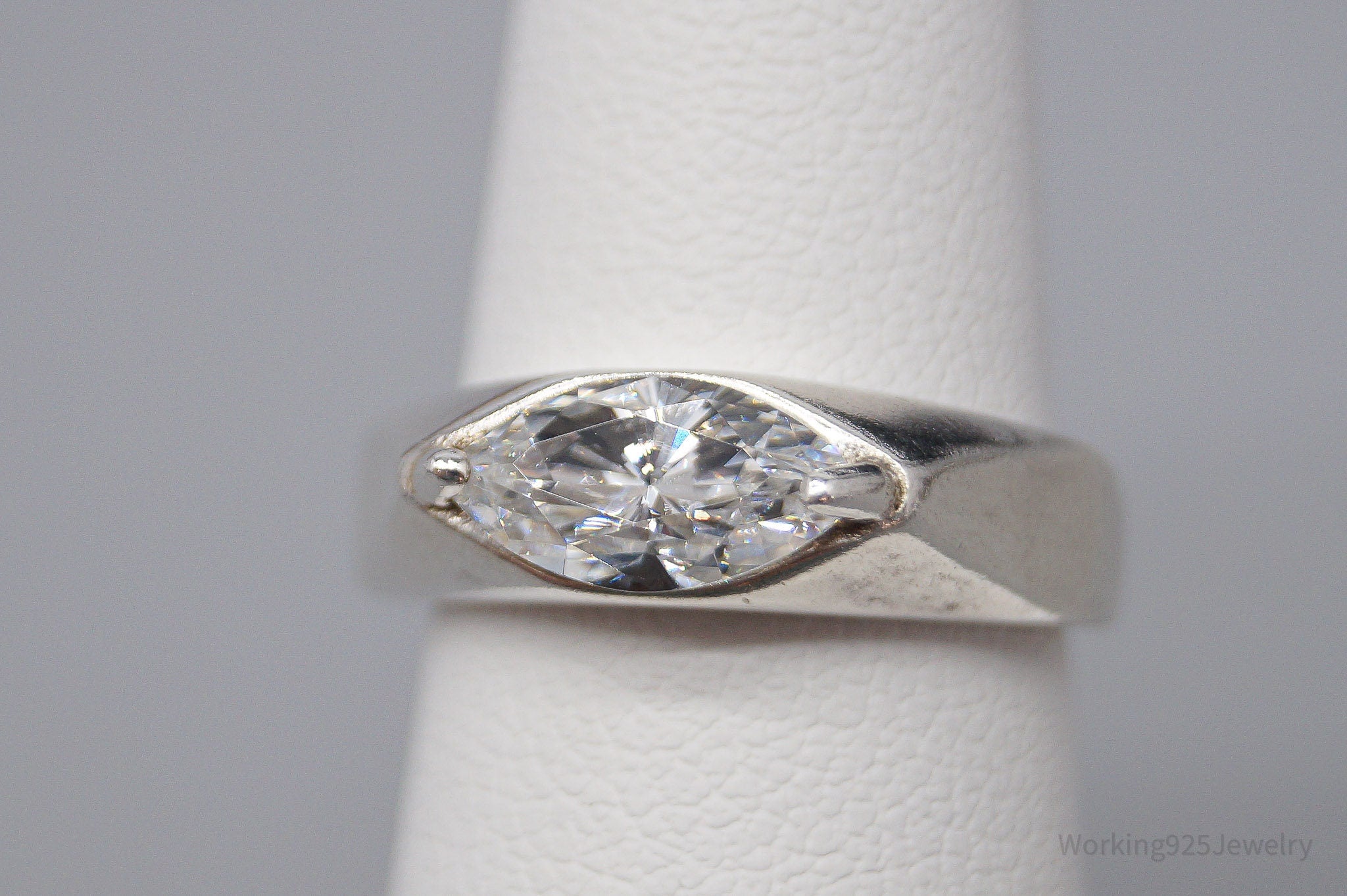 Vintage Diamonique Cubic Zirconia Sterling Silver Ring - Size 4