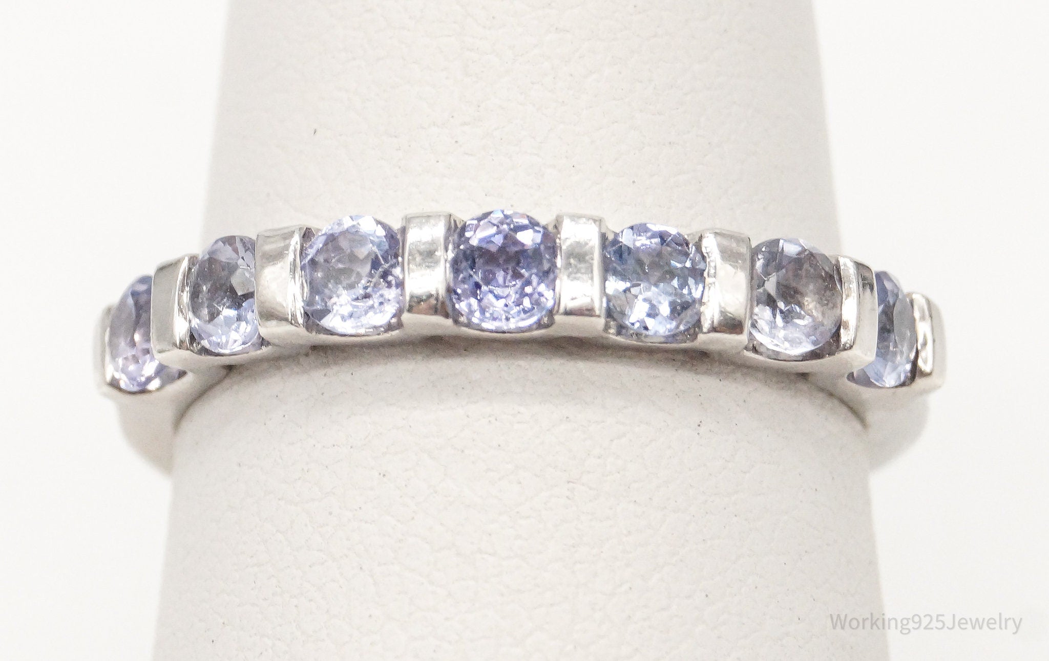 Vintage Iolite Sterling Silver Band Ring - Size 7