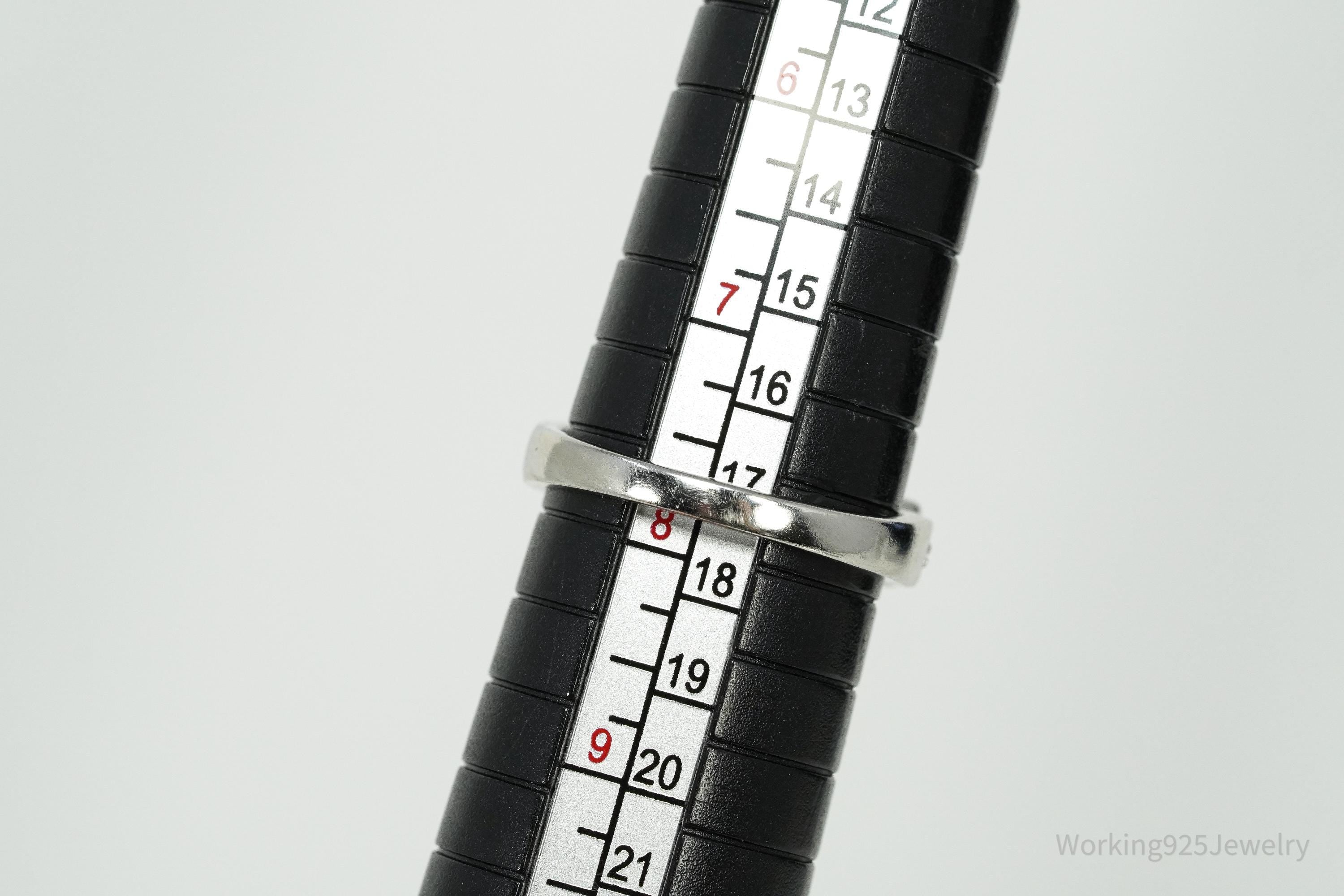 Iolite & White Zircon Rhodium Over Sterling Silver Ring - Size 7.75