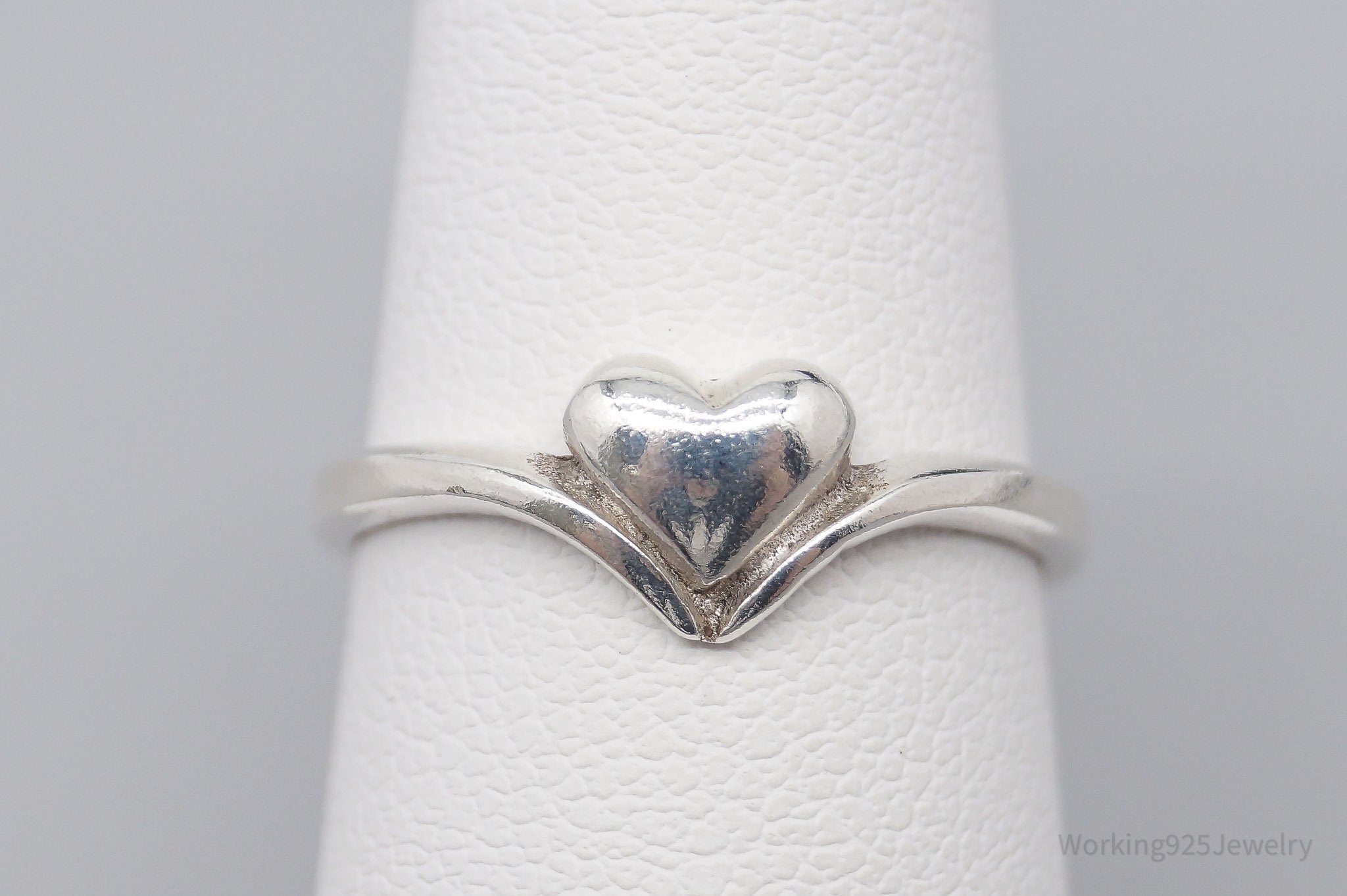 Vintage Puffy Heart Sterling Silver Ring - Size 5.5