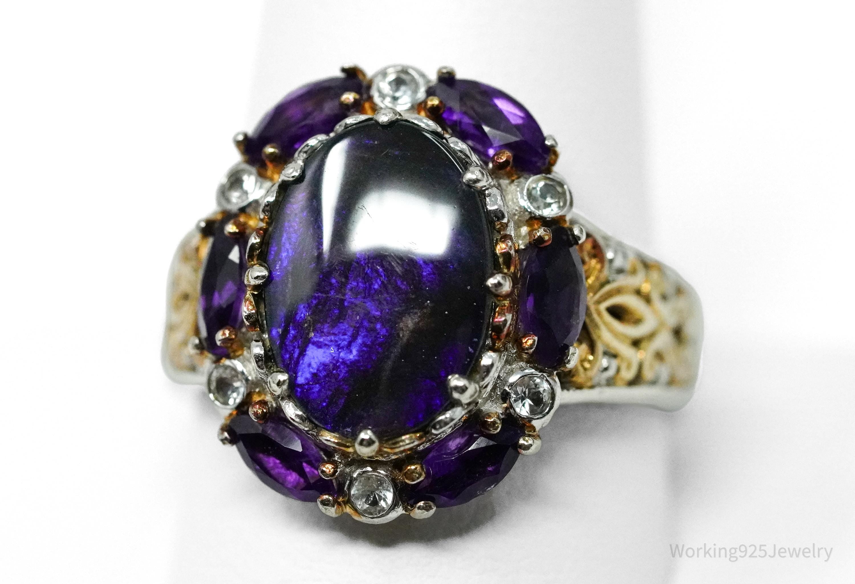 Designer Michael Valitutti "Gems En Vogue" Palladium Sterling Silver Ring Size 11