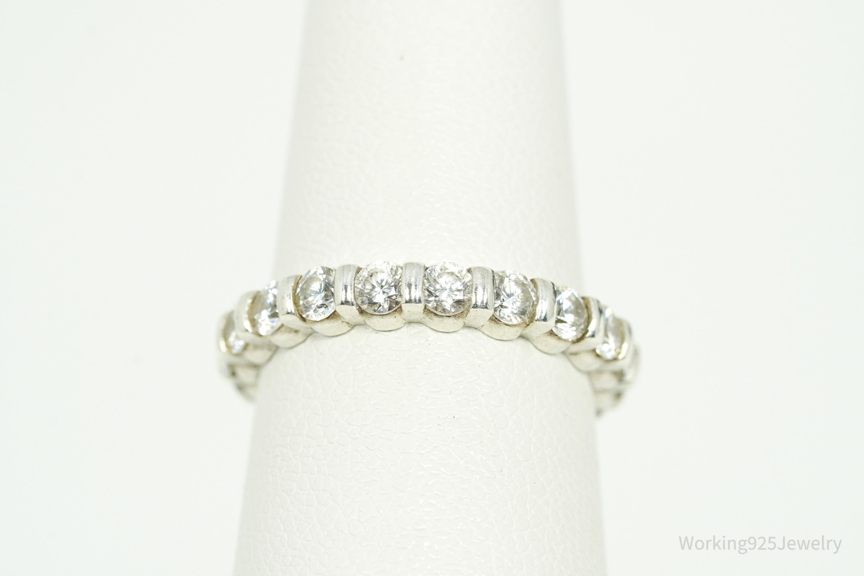 Vintage Diamonique Cubic Zirconia Sterling Silver Ring - Size 6