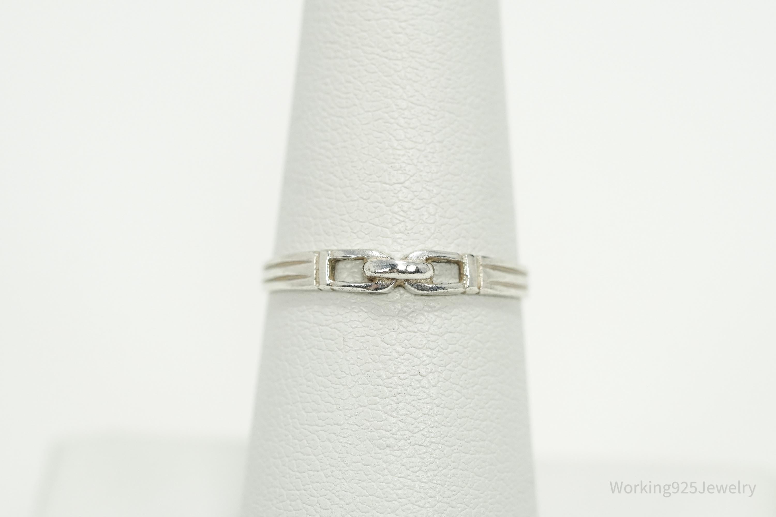 Vintage Link Modernist Style Sterling Silver Ring - Size 7