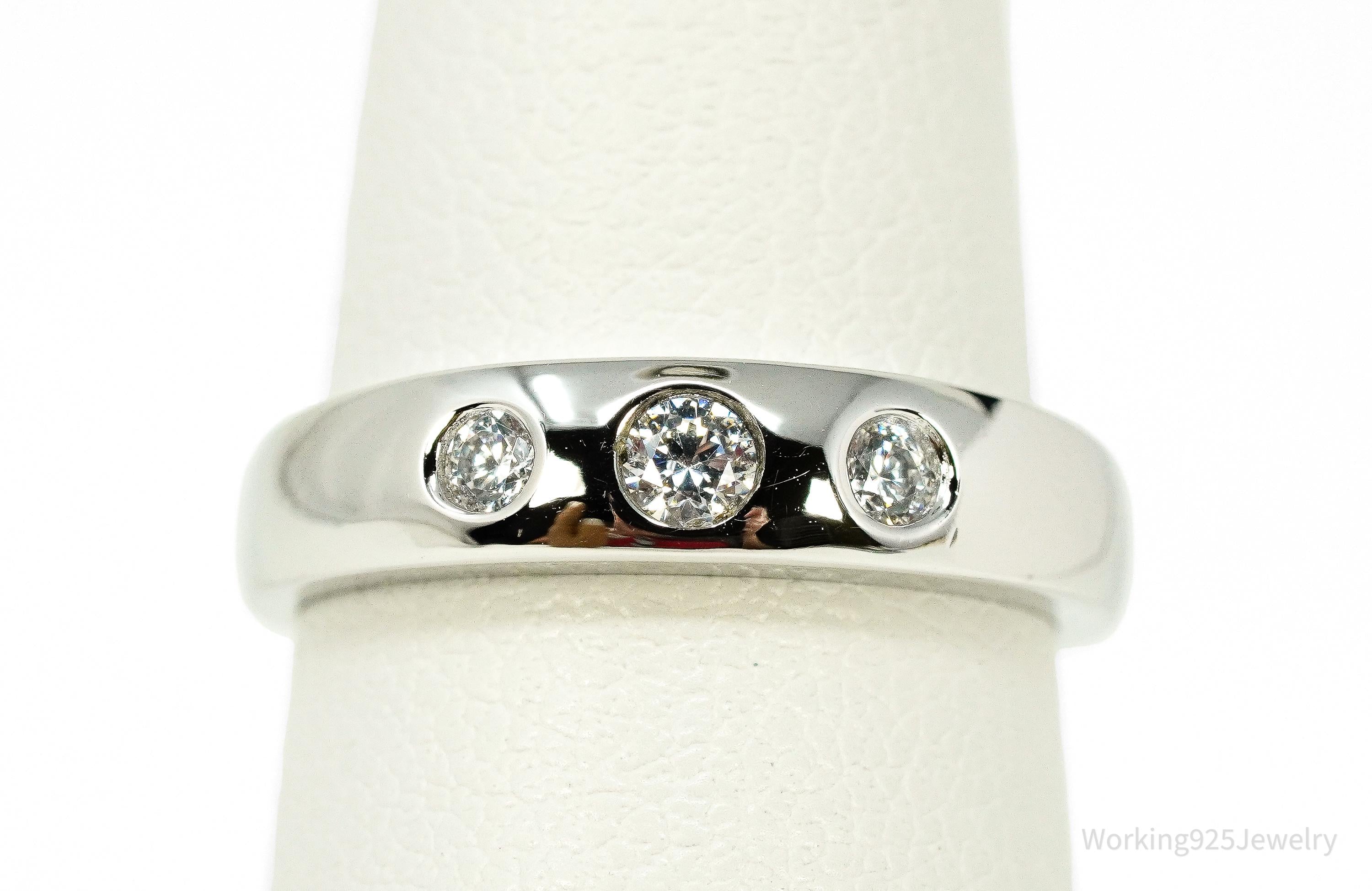 Vintage Diamonique Cubic Zirconia Sterling Silver Ring / Toe Ring - Size 3.25