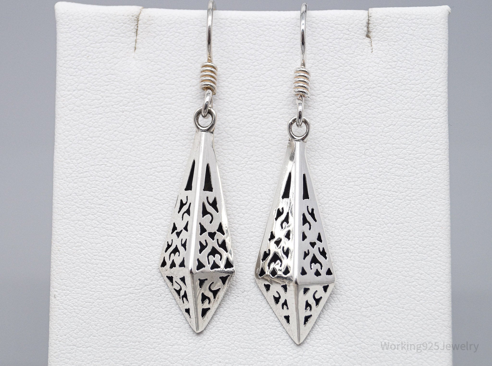 Vintage Filigree Cut Out Sterling Silver Earrings