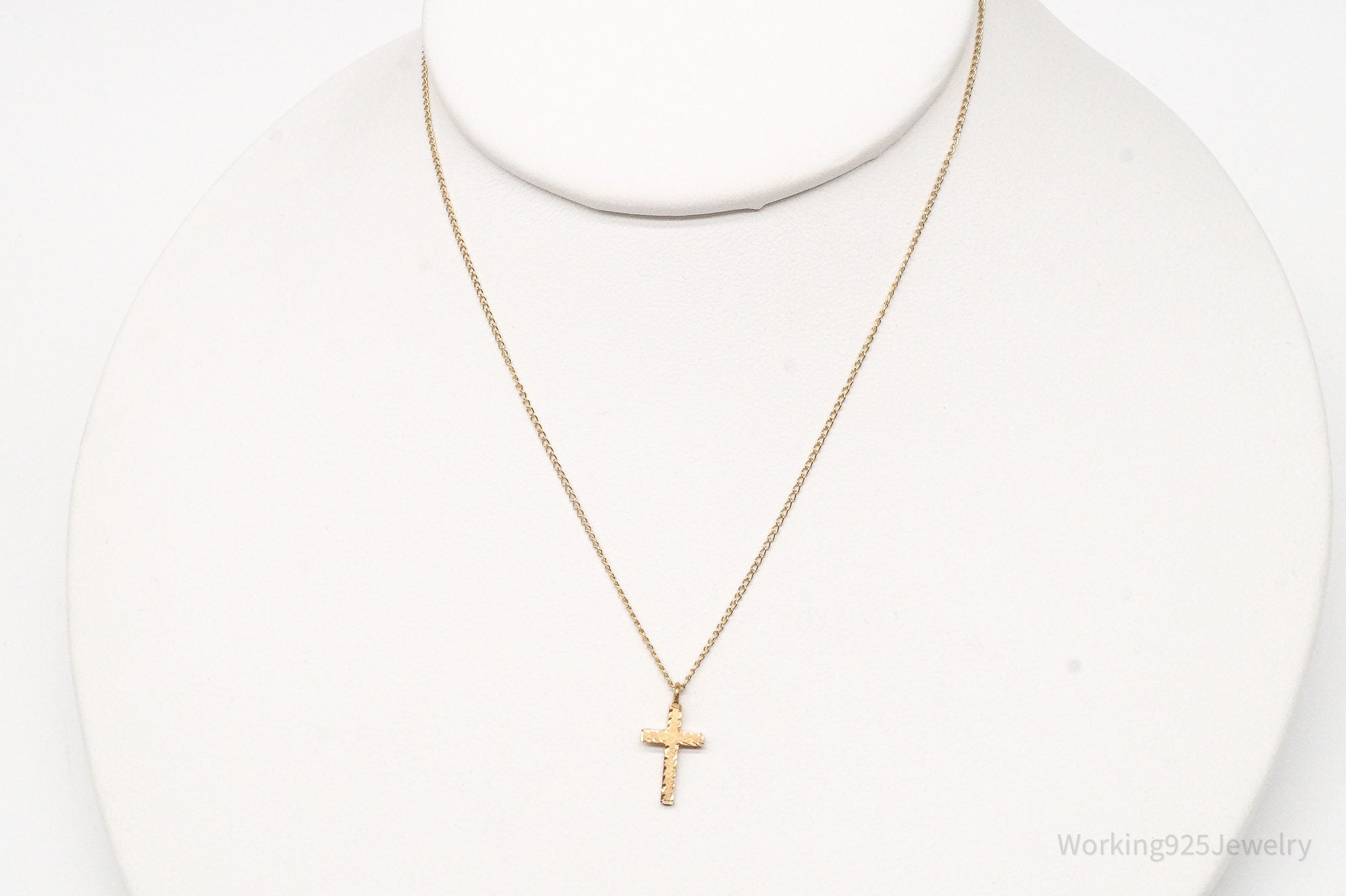 Vintage 14K Yellow Gold Filled Cross Necklace 13"