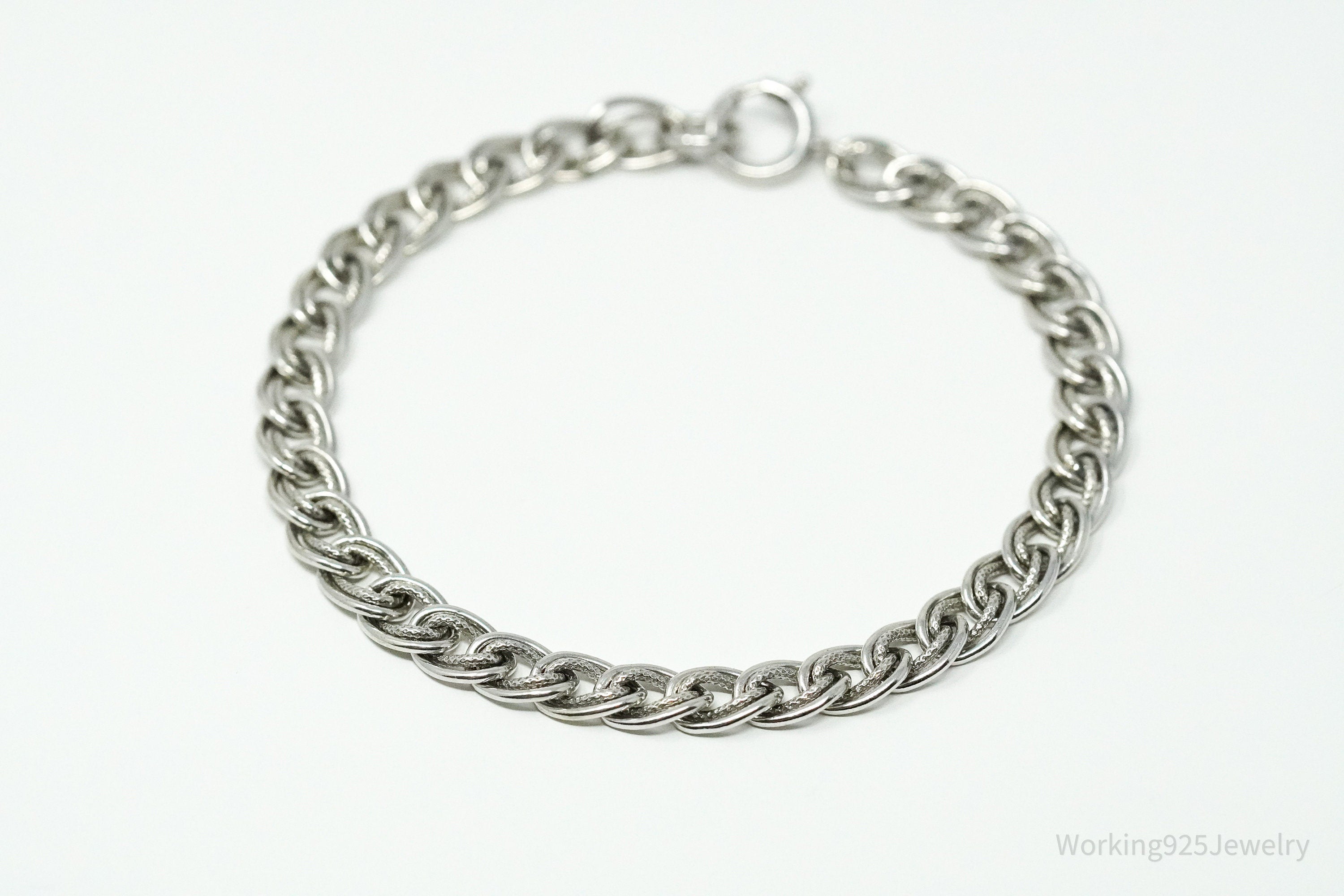 Vintage Danecraft Mid Century Sterling Silver Chain Bracelet 7.5"