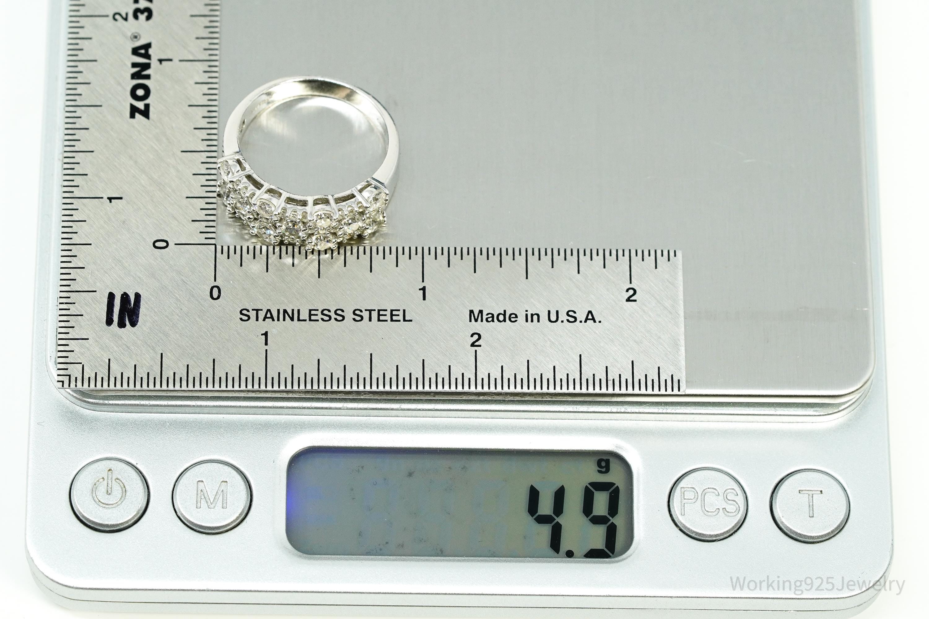 Vintage Cubic Zirconia Sterling Silver Band Ring - Size 8