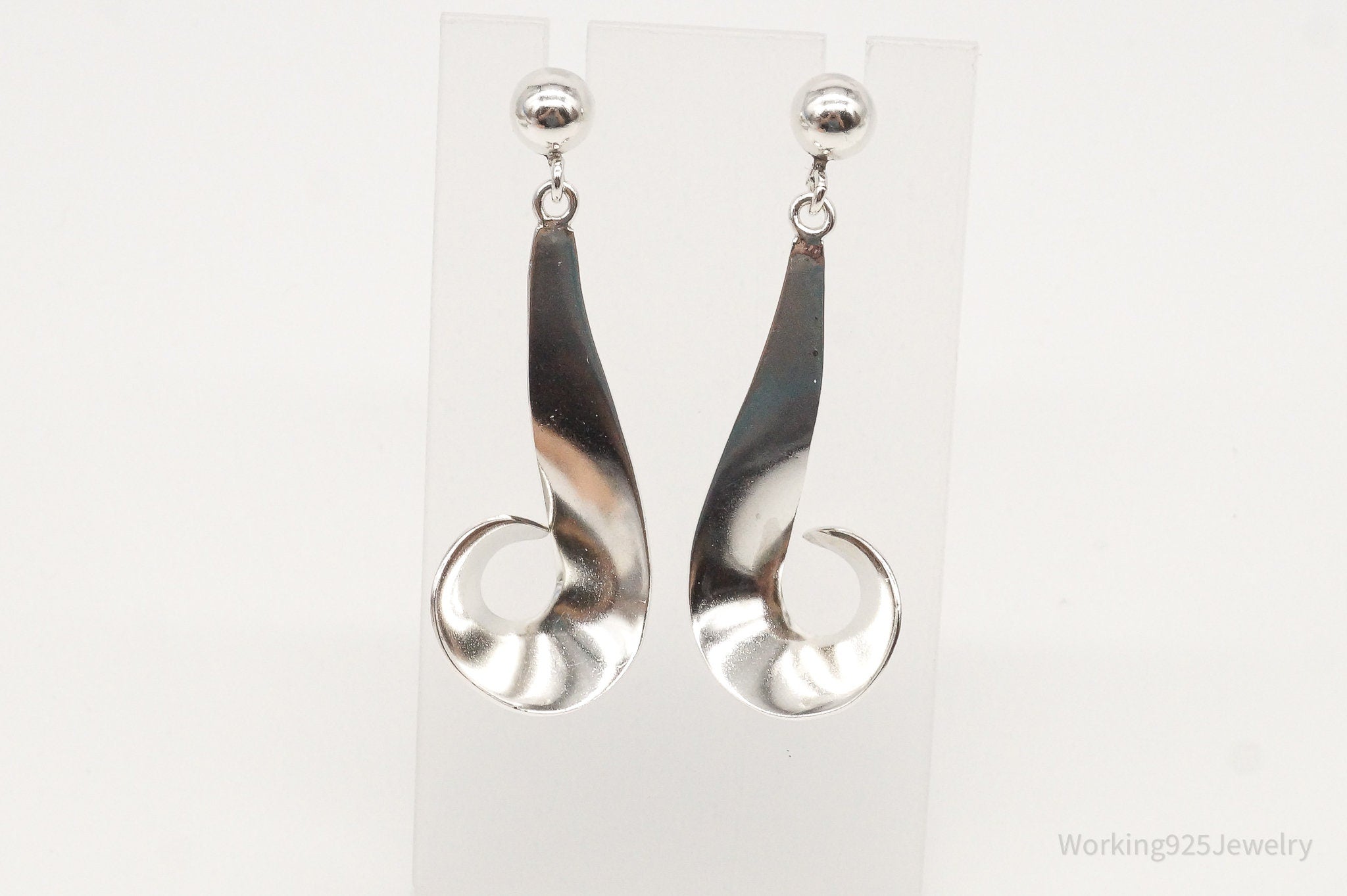 Vintage Modernist Sterling Silver Earrings