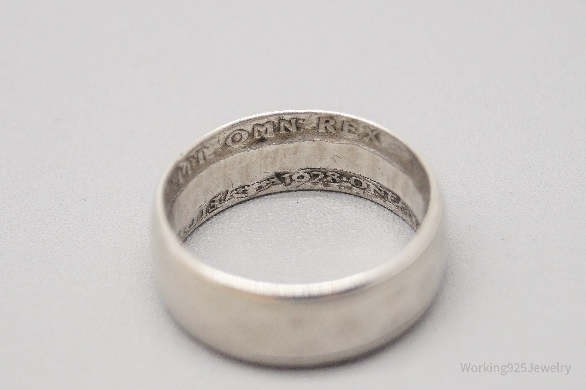 Vintage 1928 Great Britain Silver Coin Turned Ring Size 7.25