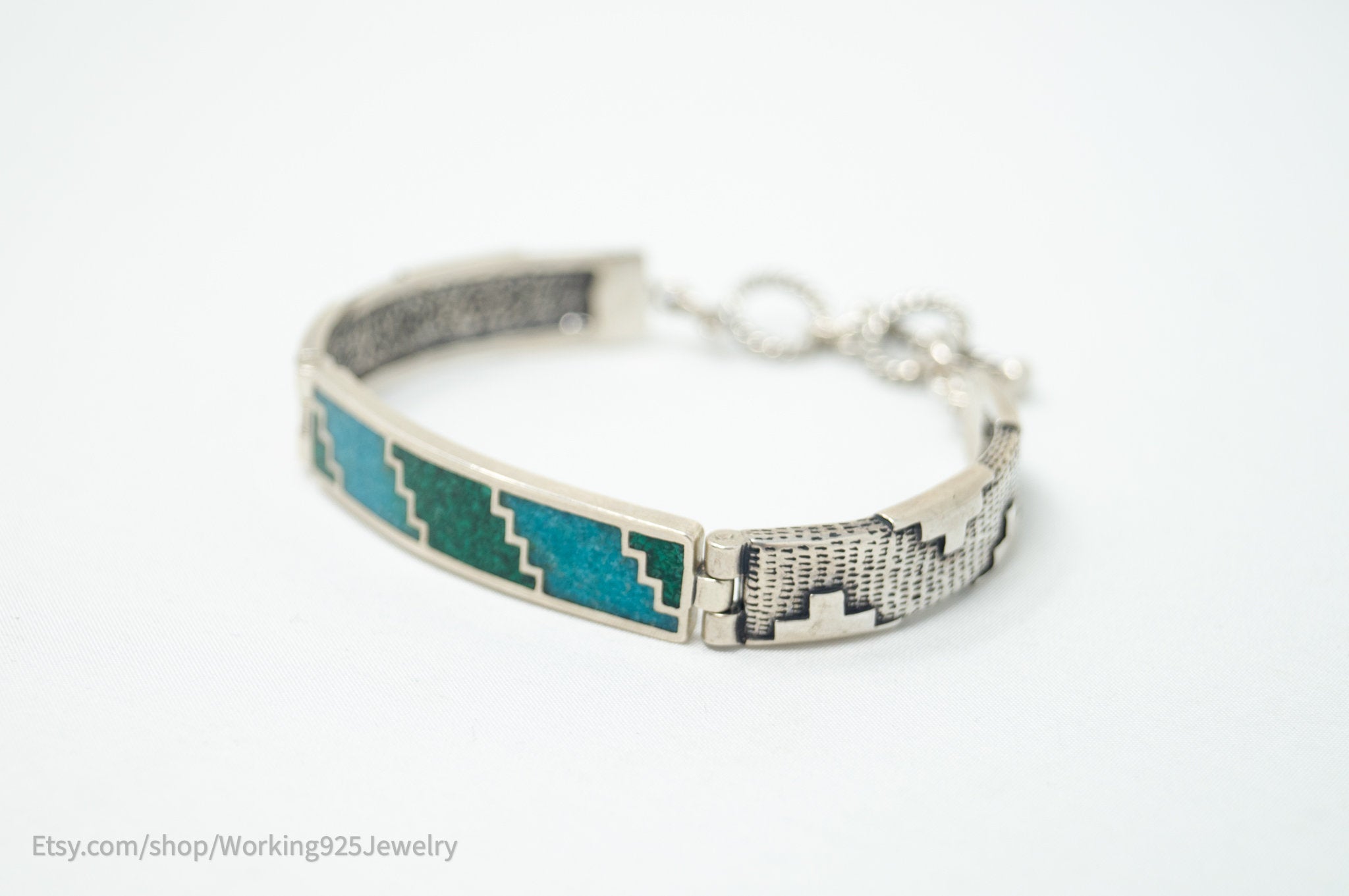 Vtg Designer Carolyn Pollack Relios Crushed Turquoise Sterling Silver Bracelet