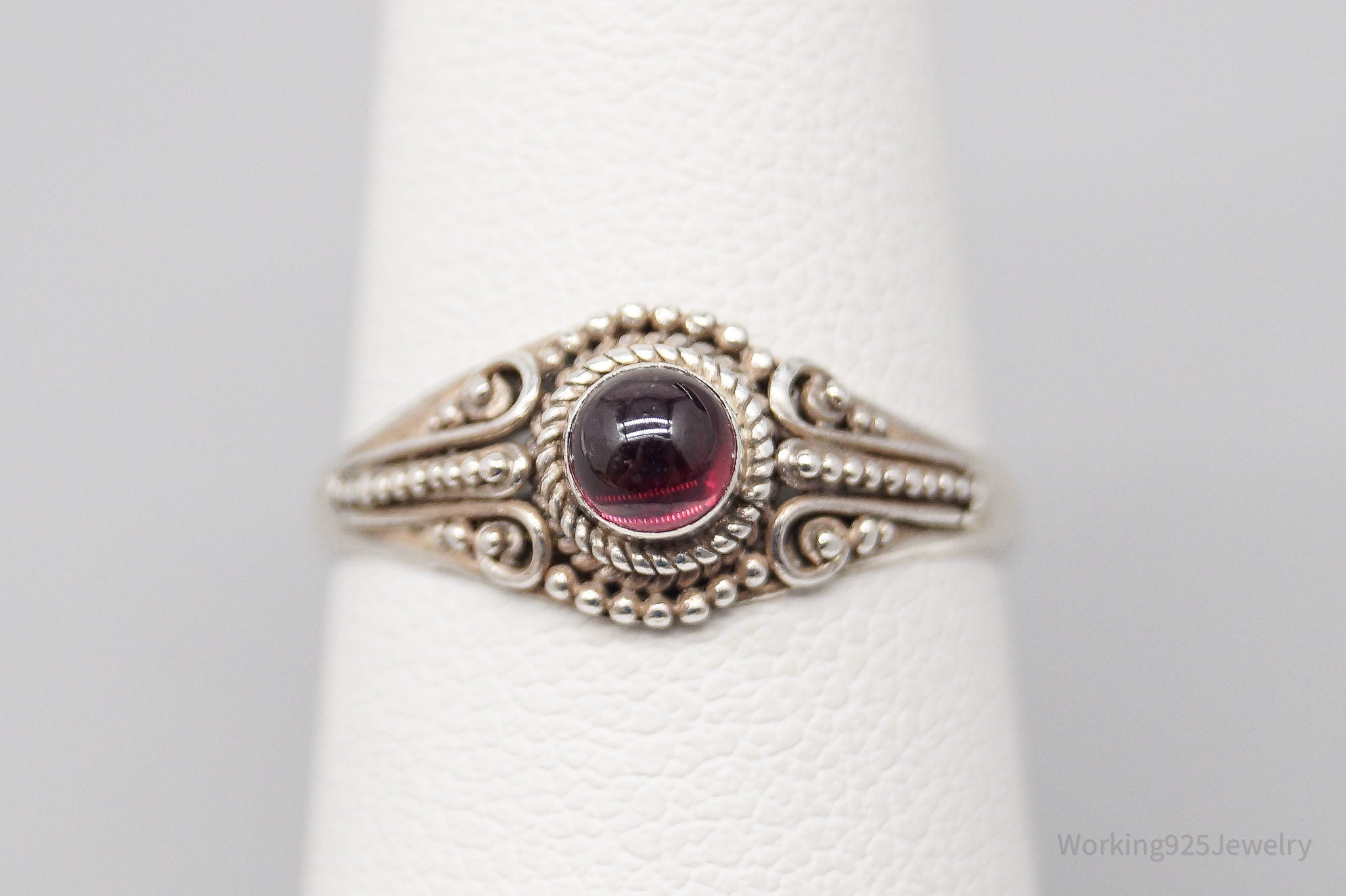 Vintage Rhodolite Garnet Sterling Silver Ring - Size 6