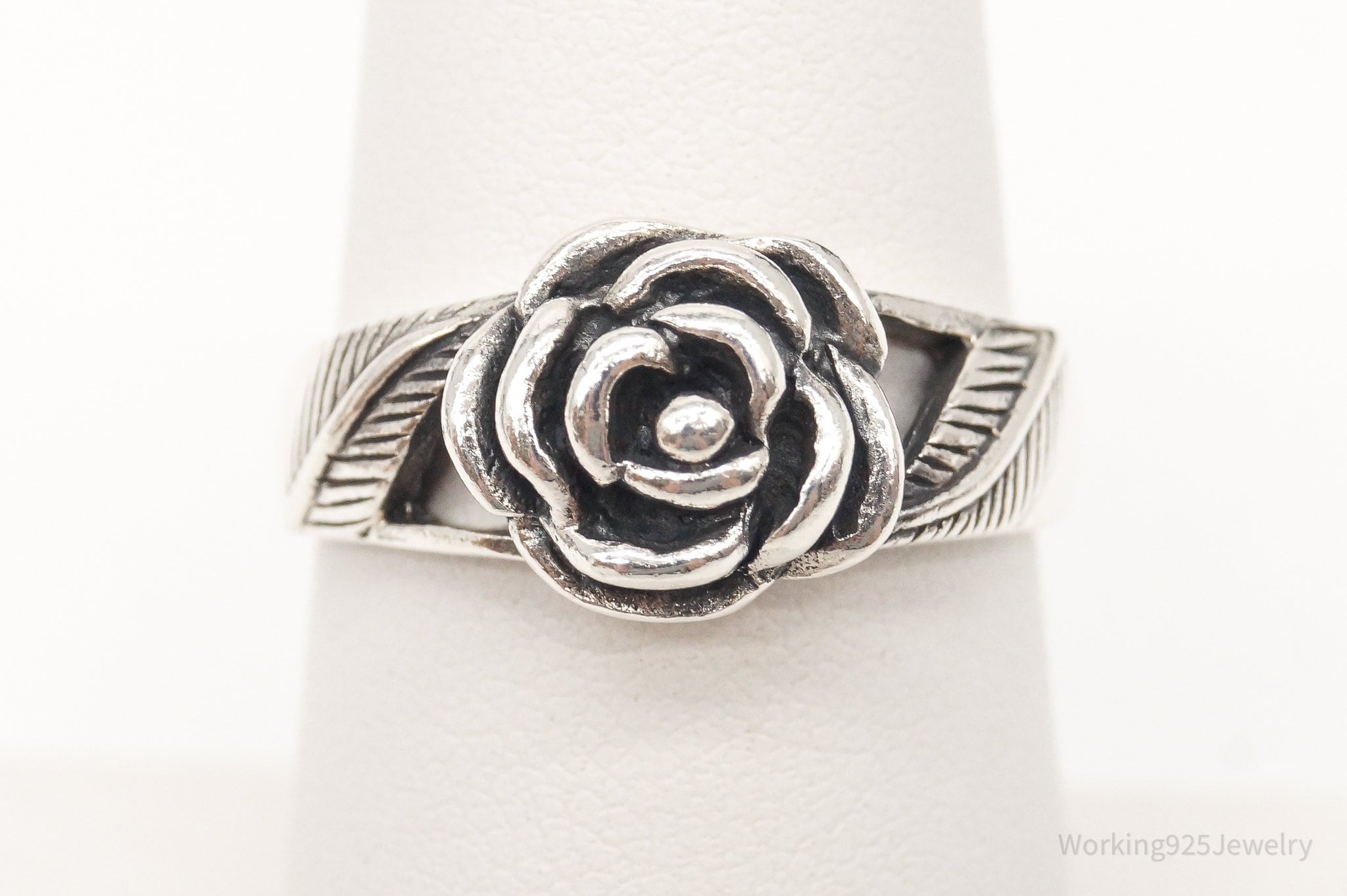 Vintage Rose Sterling Silver Ring - Size 6.75