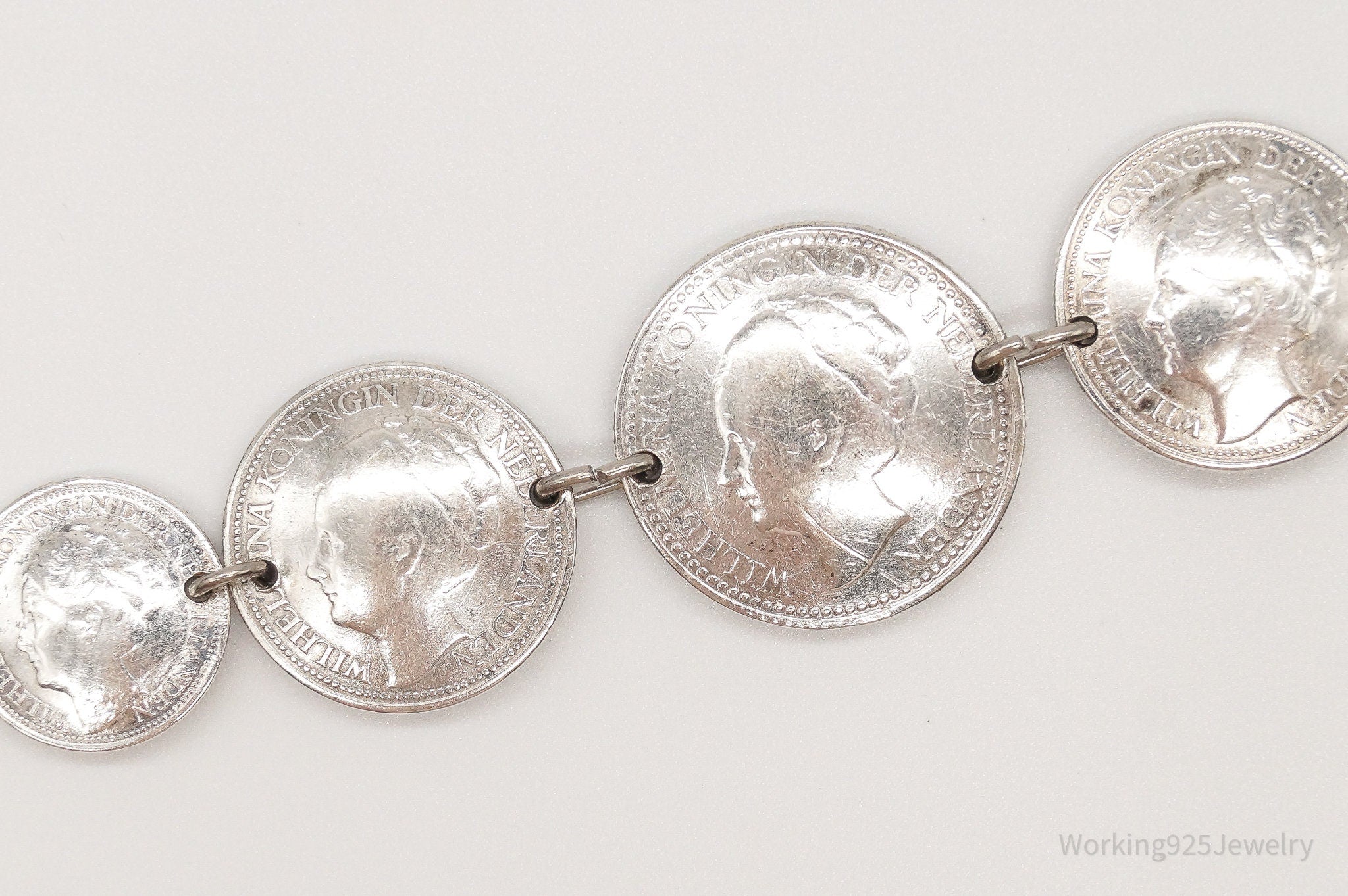 Wilhelmina Kiningin Der Nederlanden Coins Silver Bracelet