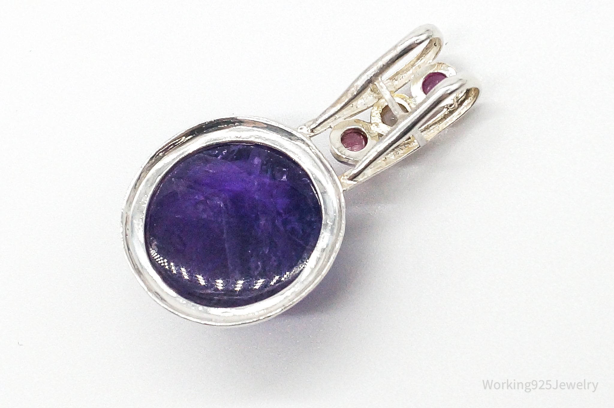 Vintage Large Purple Amethyst Multi Gem Sterling Silver Pendant