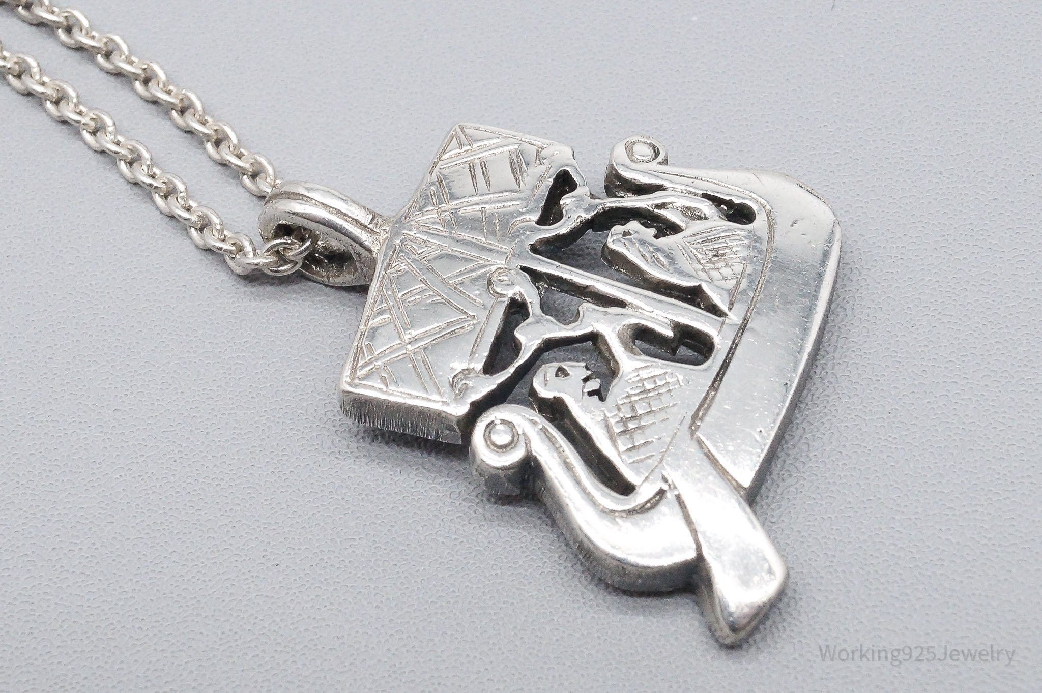 Vintage Gotland Viking Ship Sterling Silver Necklace - 17"