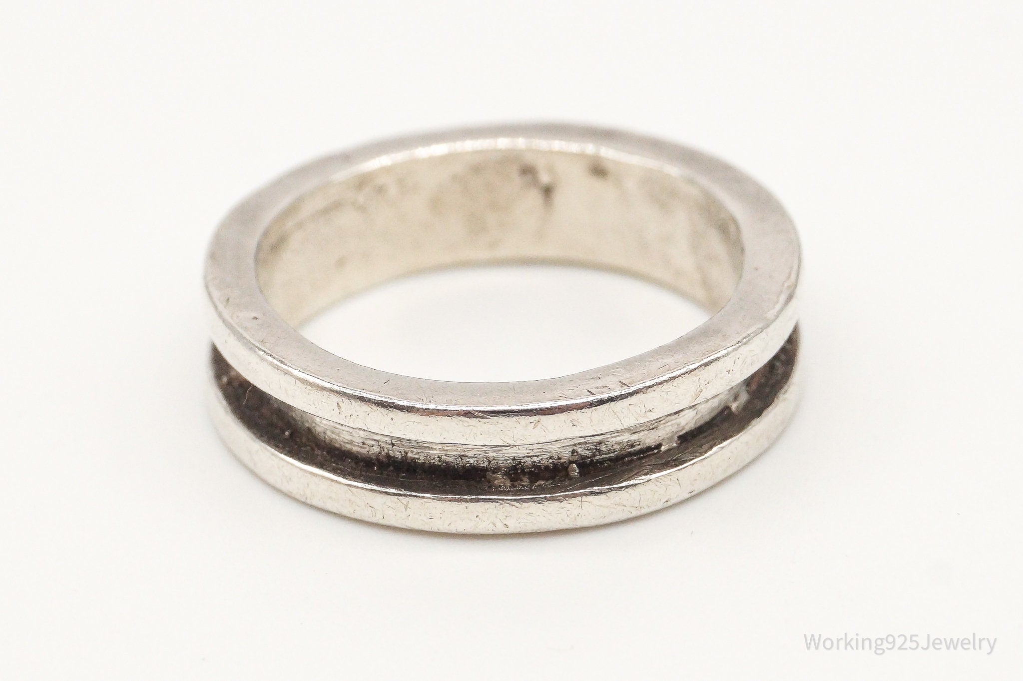 Vintage Modernist Sterling Silver Band Ring - Size 6.75