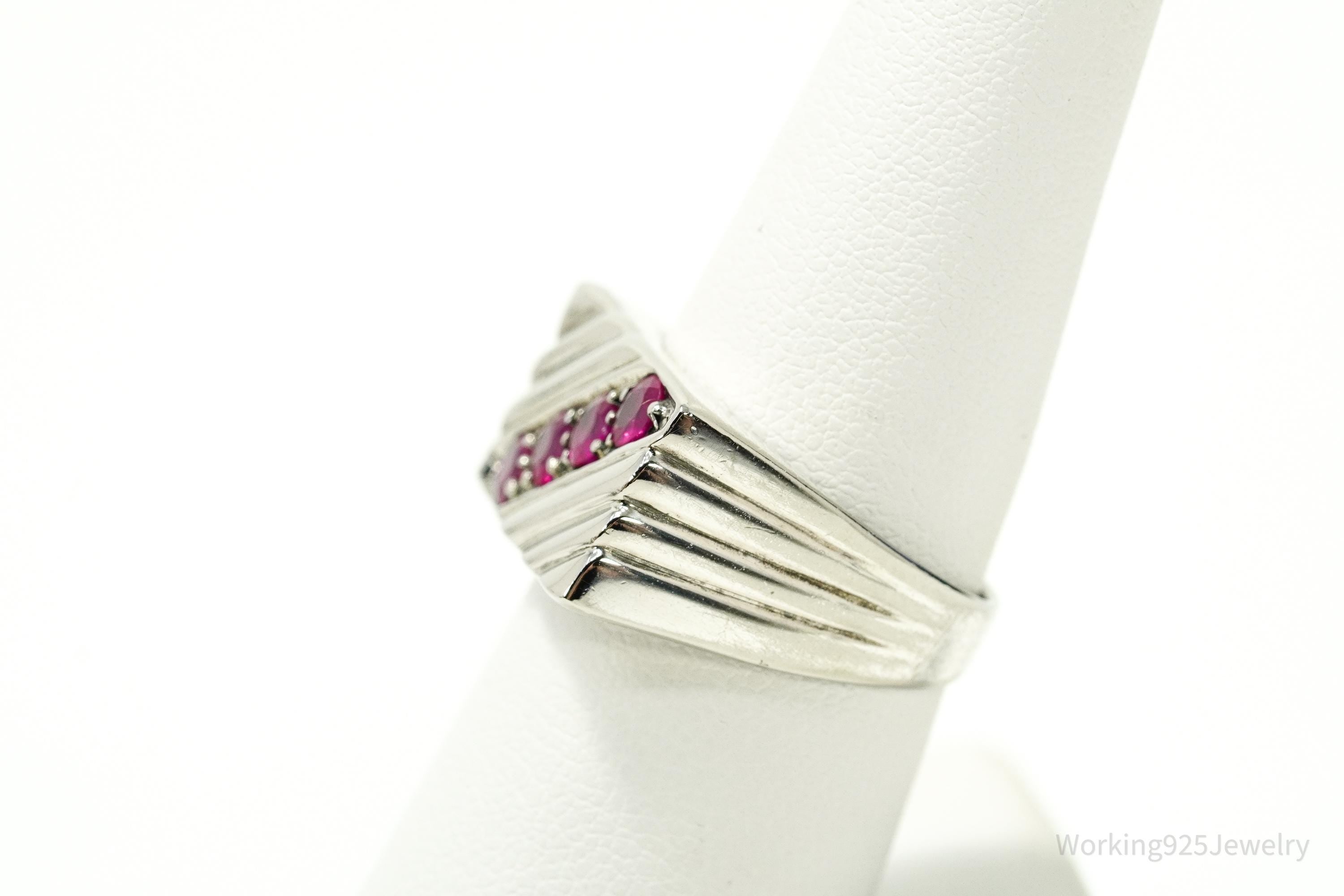 Vintage Ruby Sterling Silver Ring - Size 7.25