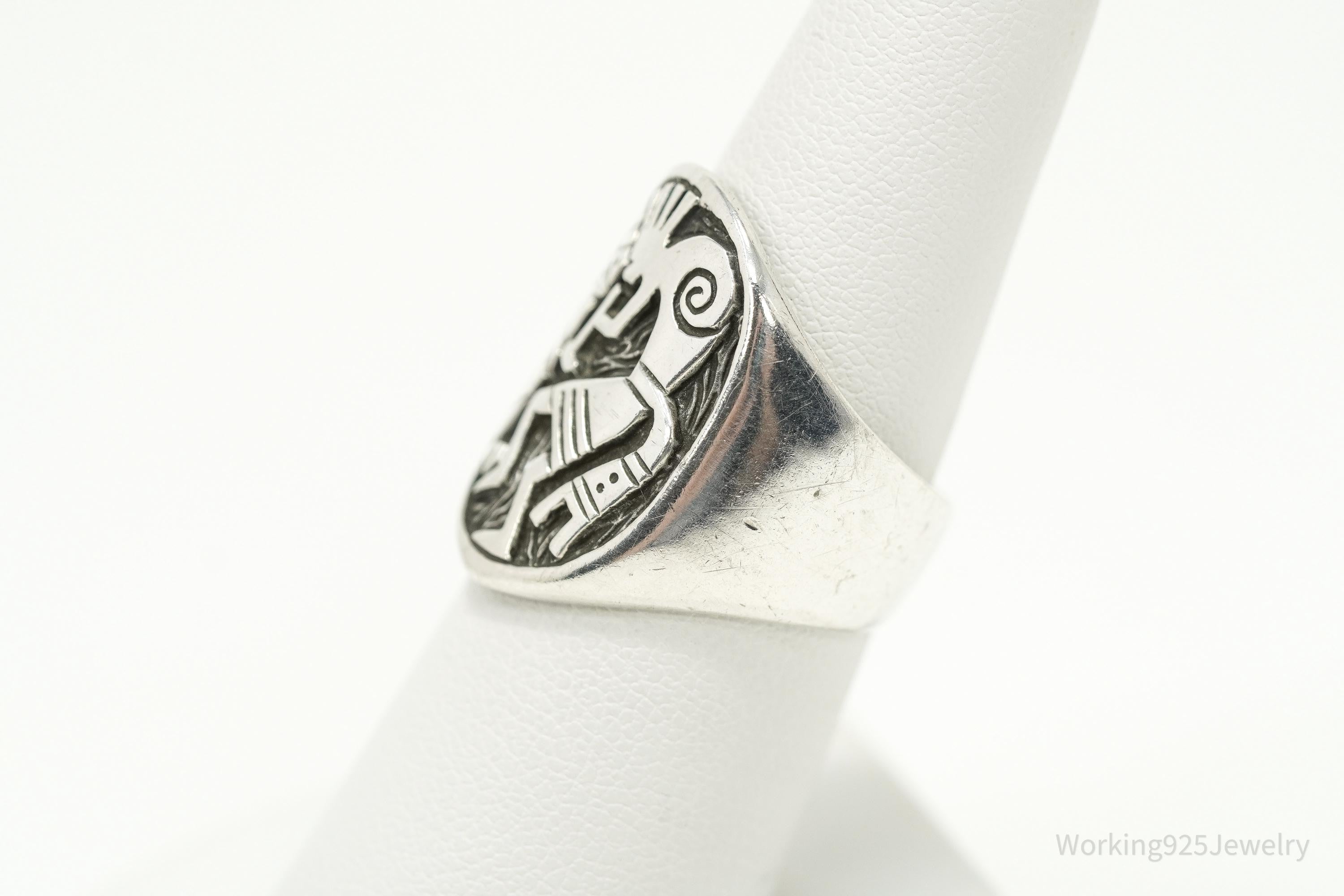 Vintage Dancing Kokopelli Sterling Silver Ring - Size 7