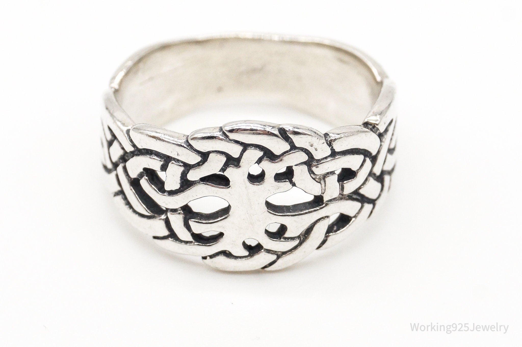 Vintage Tree Of Life Celtic Knot Design Sterling Silver Ring - Size 10