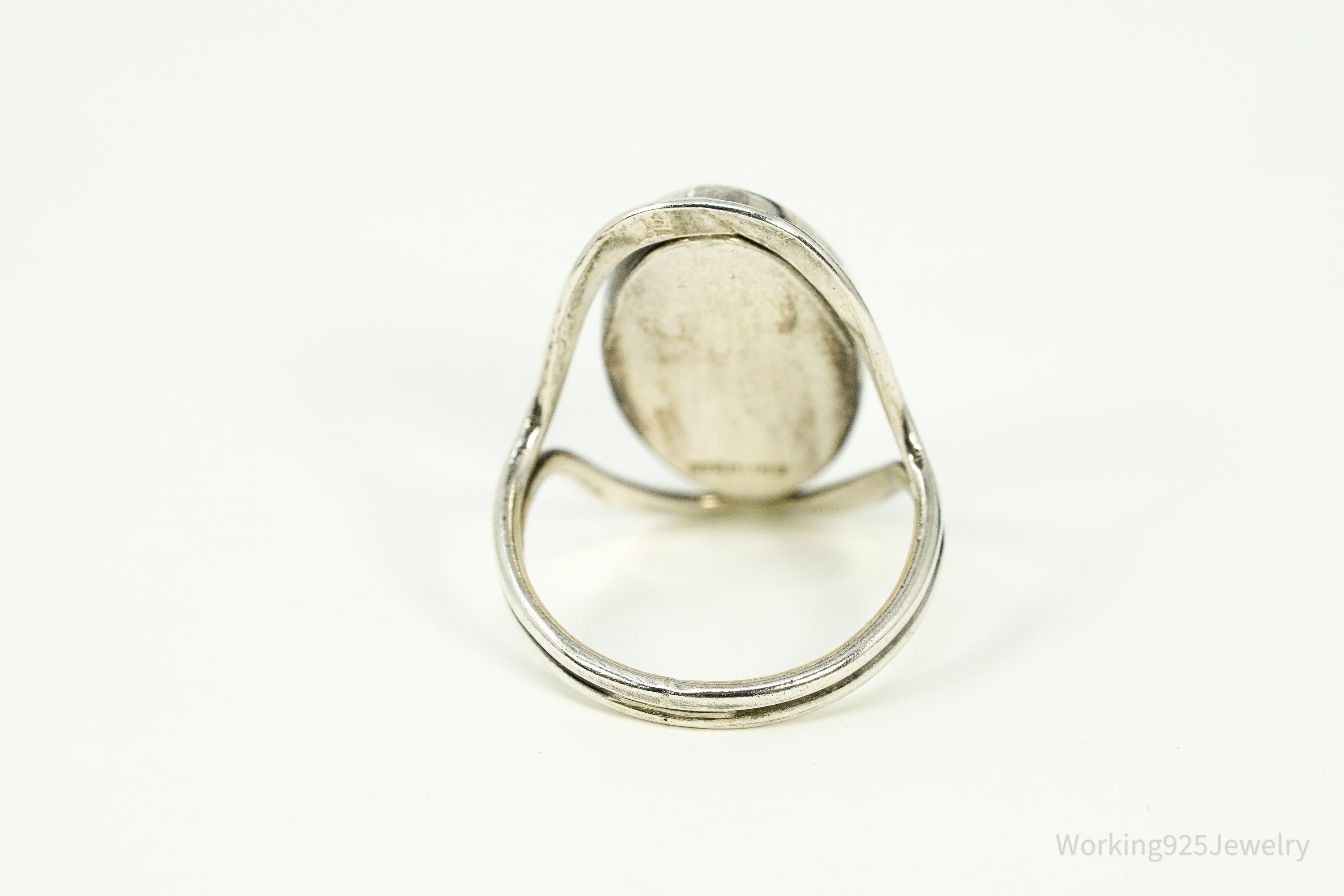 Vintage Native Turquoise Sterling Silver Ring - Size 6.75