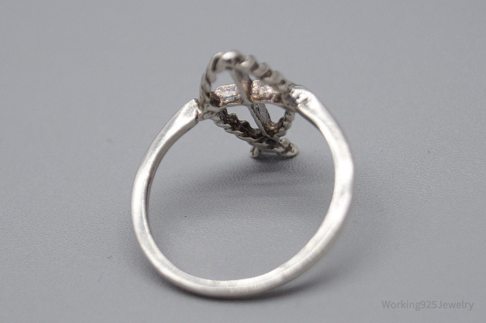 Vintage Ichthus Fish Cross Sterling Silver Ring - Size 7.25