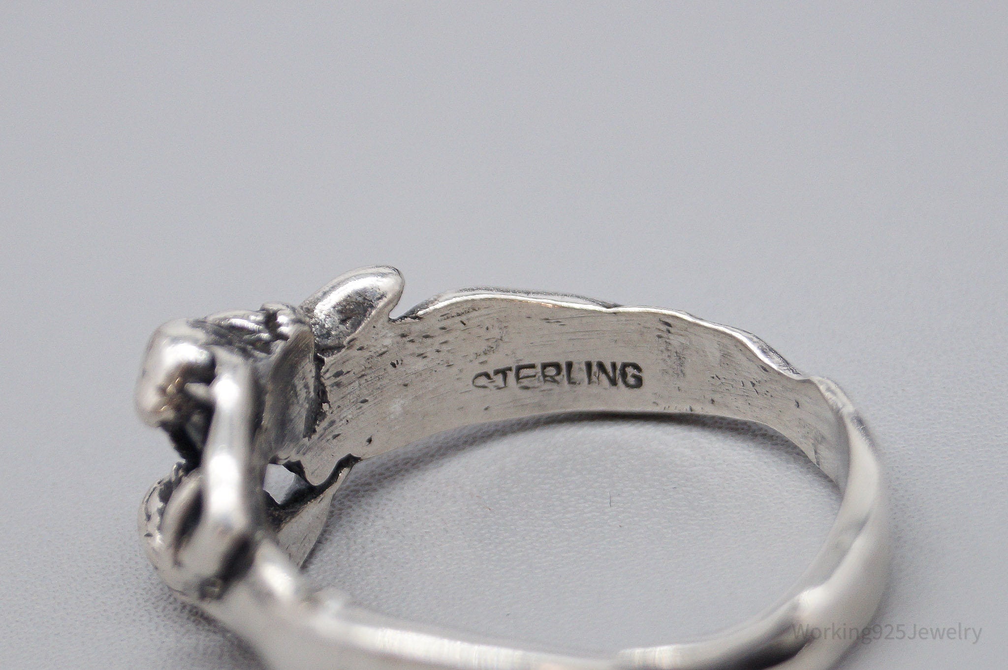 Vintage Kissing Couple Lovers Sex Sterling Silver Ring - Size 12.5