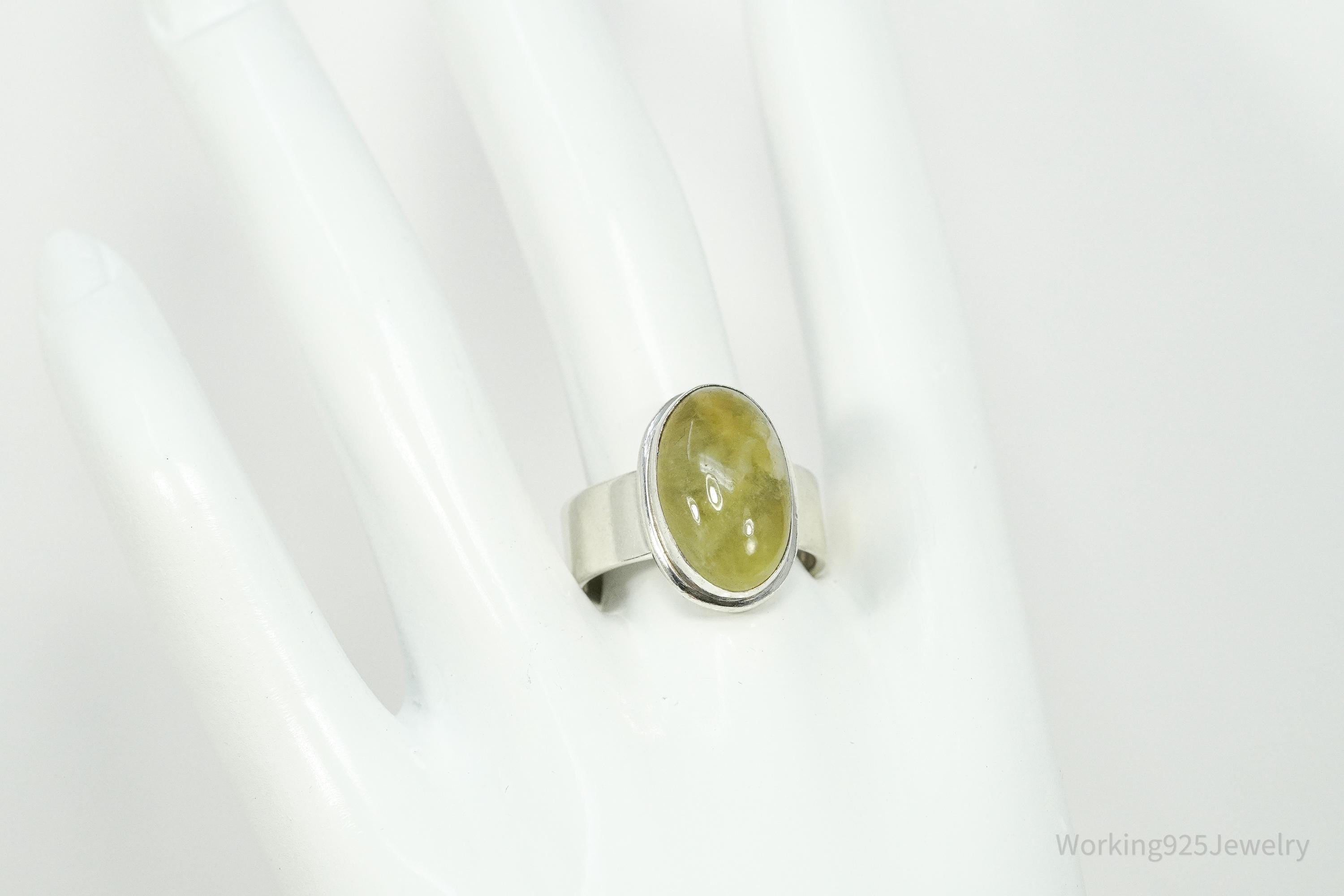 Vintage Lemon Citrine Sterling Silver Wrap Ring - Size 9 Adjustable