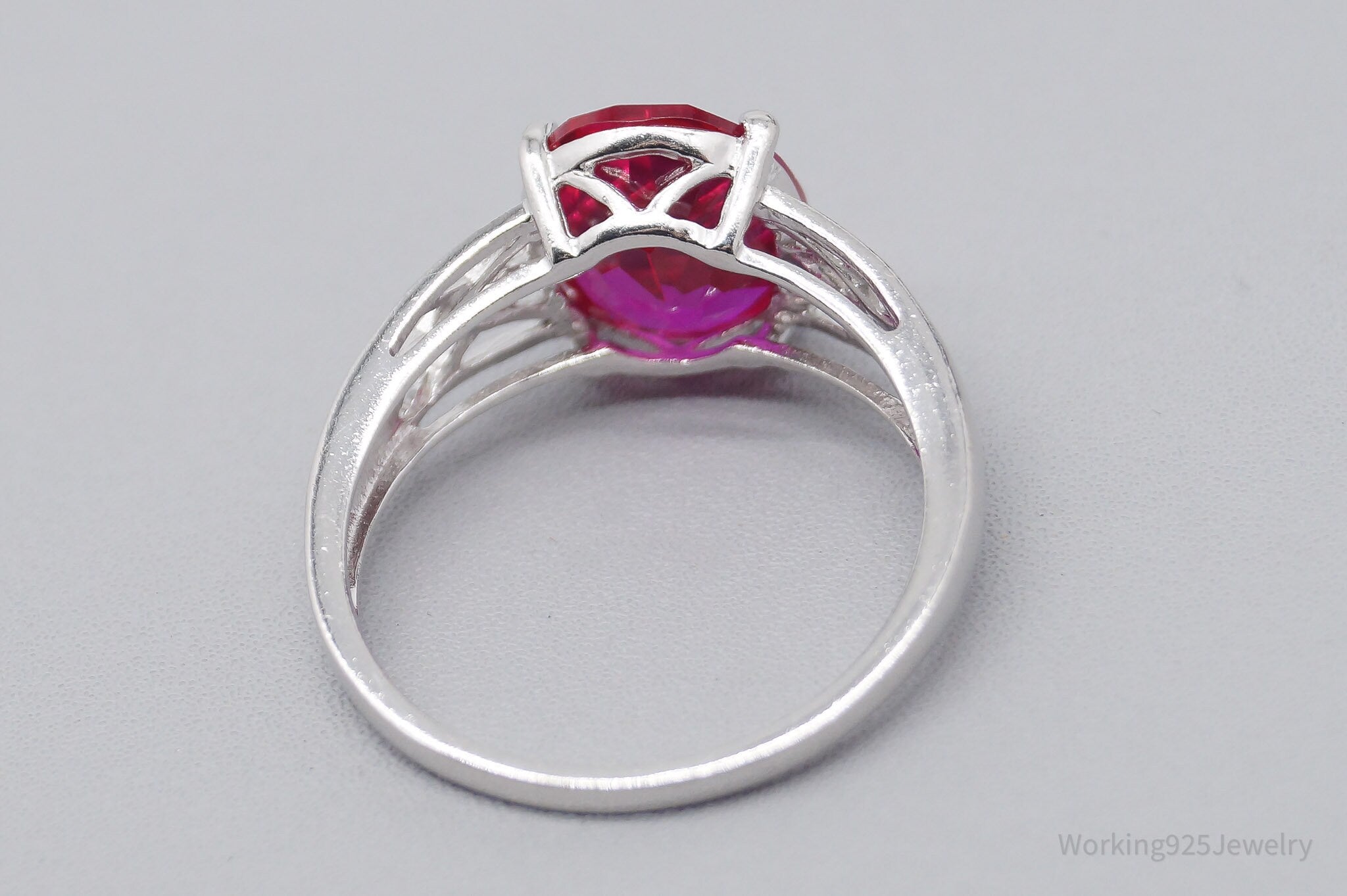 JTV BBJ Lab Ruby Rhodium Over Sterling Silver Ring - Size 9.75