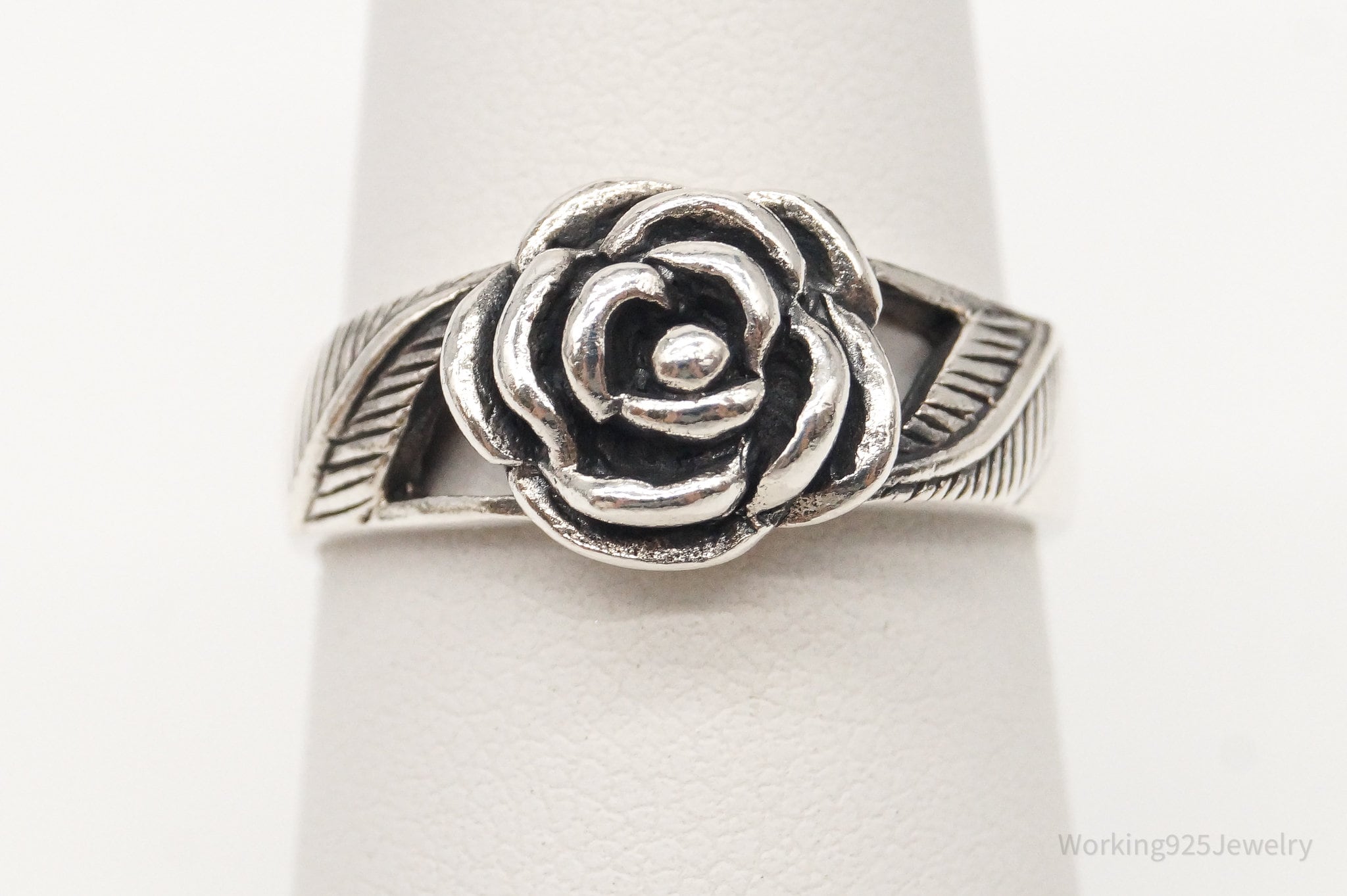 Vintage Rose Sterling Silver Ring - Size 6.75