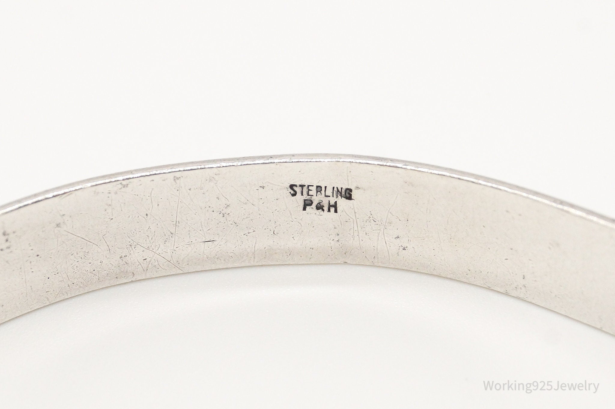 Antique Flowers Motif Sterling Silver Bangle Bracelet