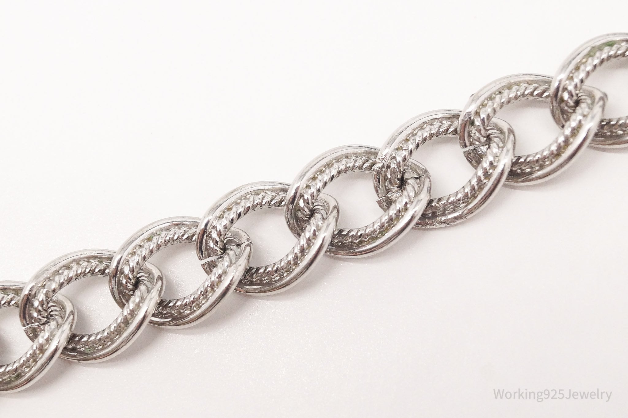 Antique Beau Sterling Silver Chain Bracelet - 7 5/8"