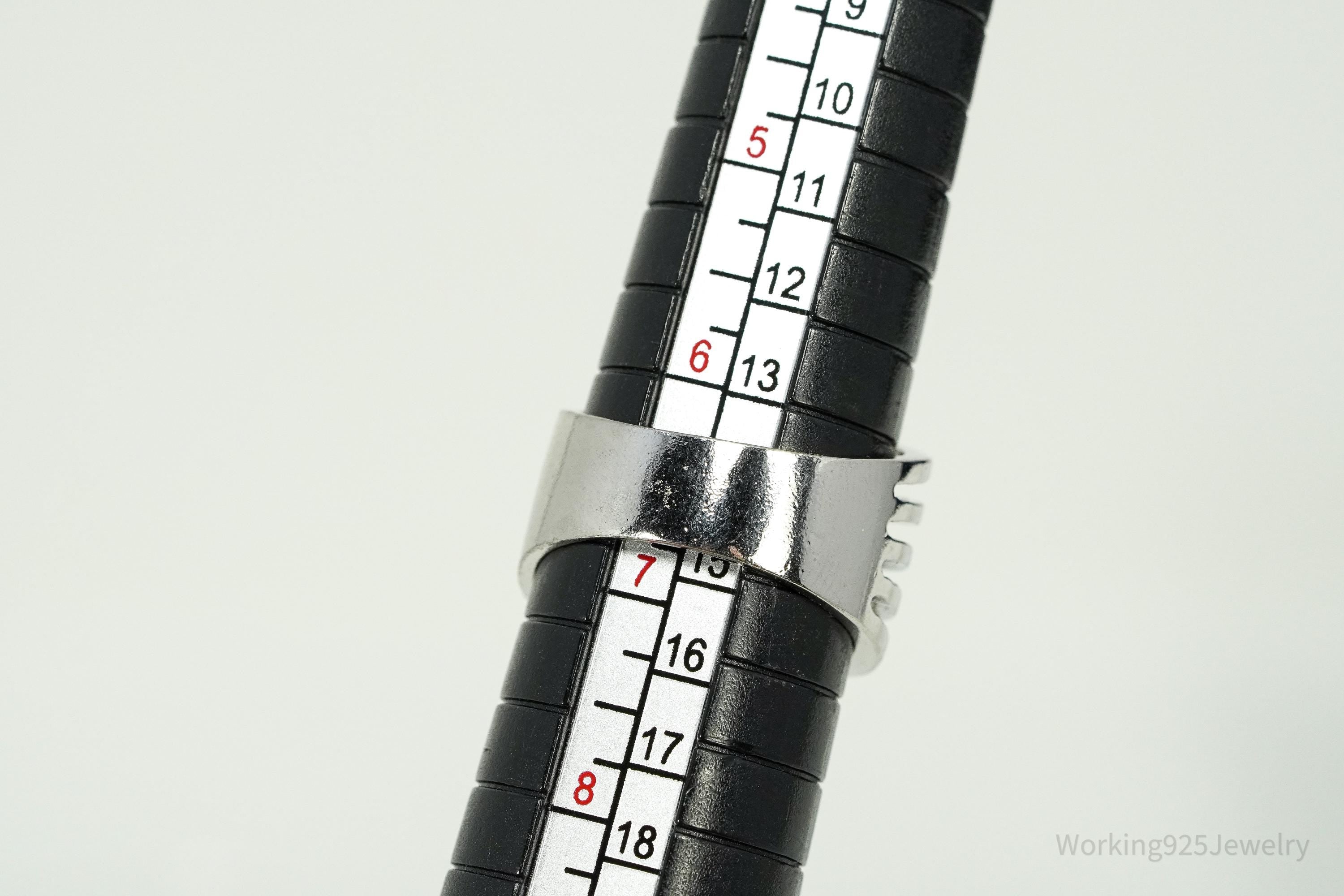 Vintage Cubic Zirconia Sterling Silver Band Ring - Size 6.75