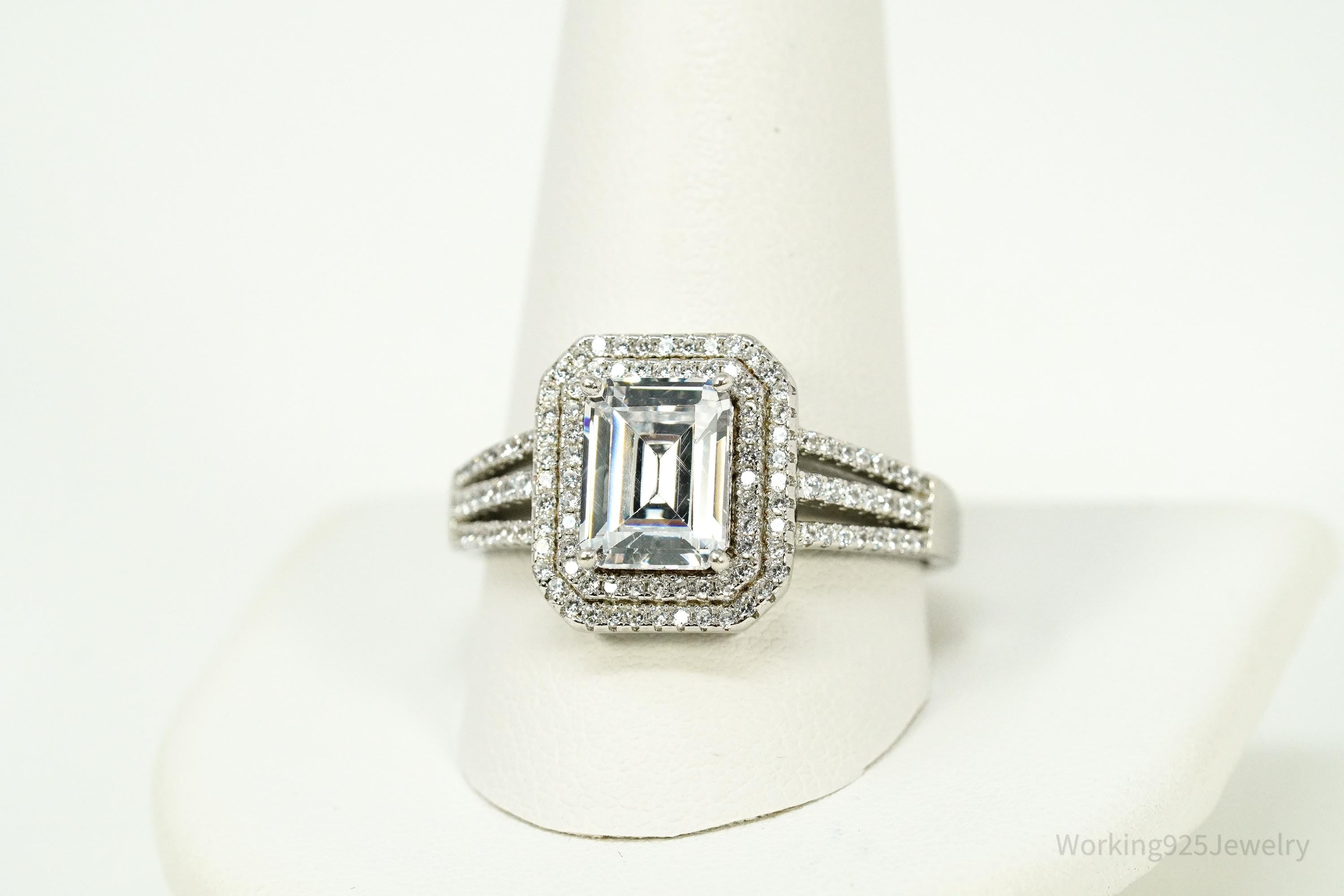 Vintage Cubic Zirconia Sterling Silver Ring Size 12.25