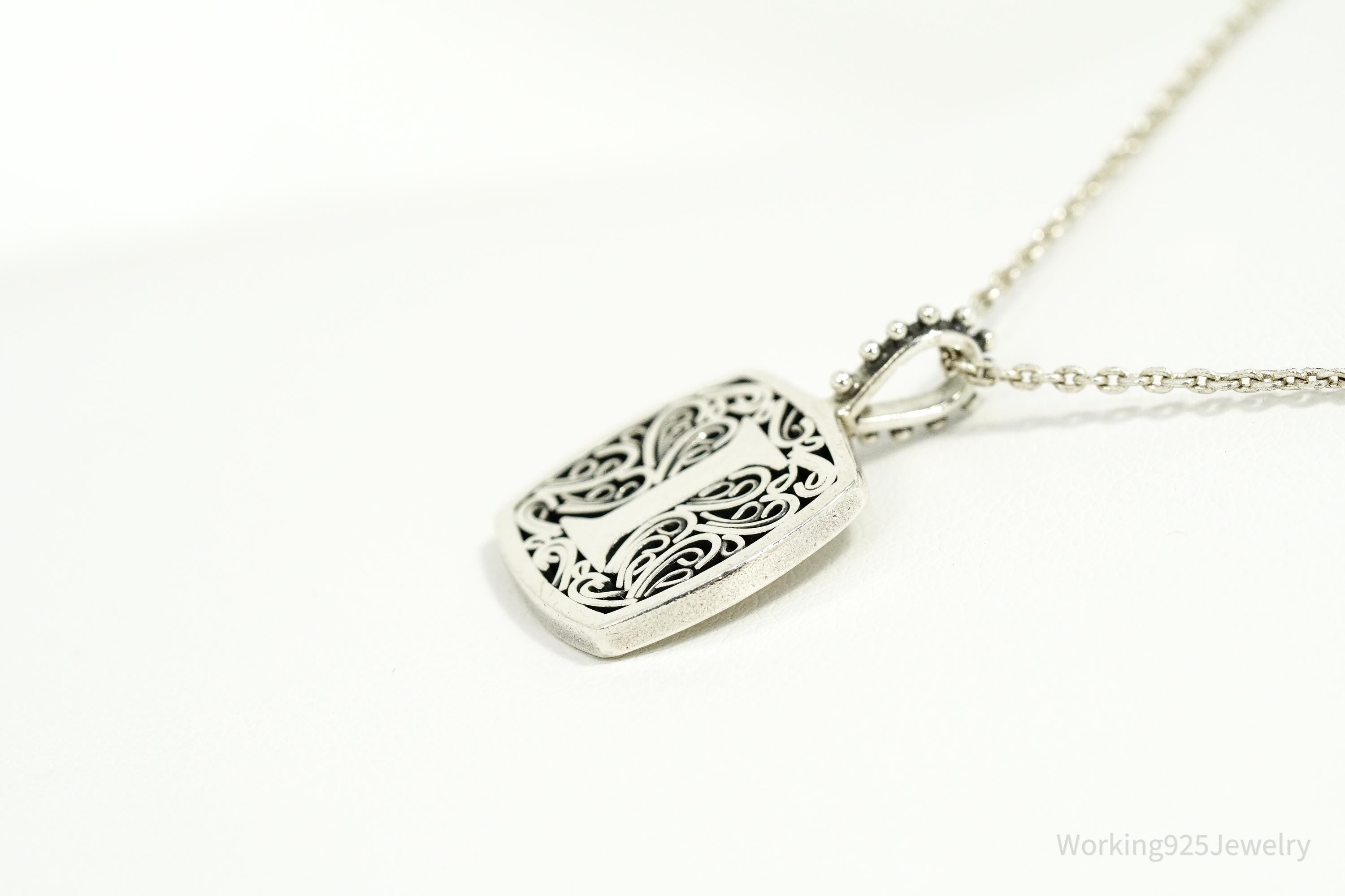 Vintage Designer Lori Bonn Initial I Pendant Sterling Silver Necklace 15"