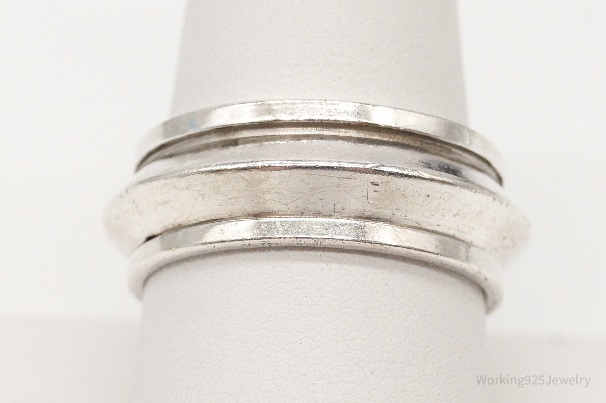 Vintage Modernist Sterling Silver Spinner Ring - Size 9.5