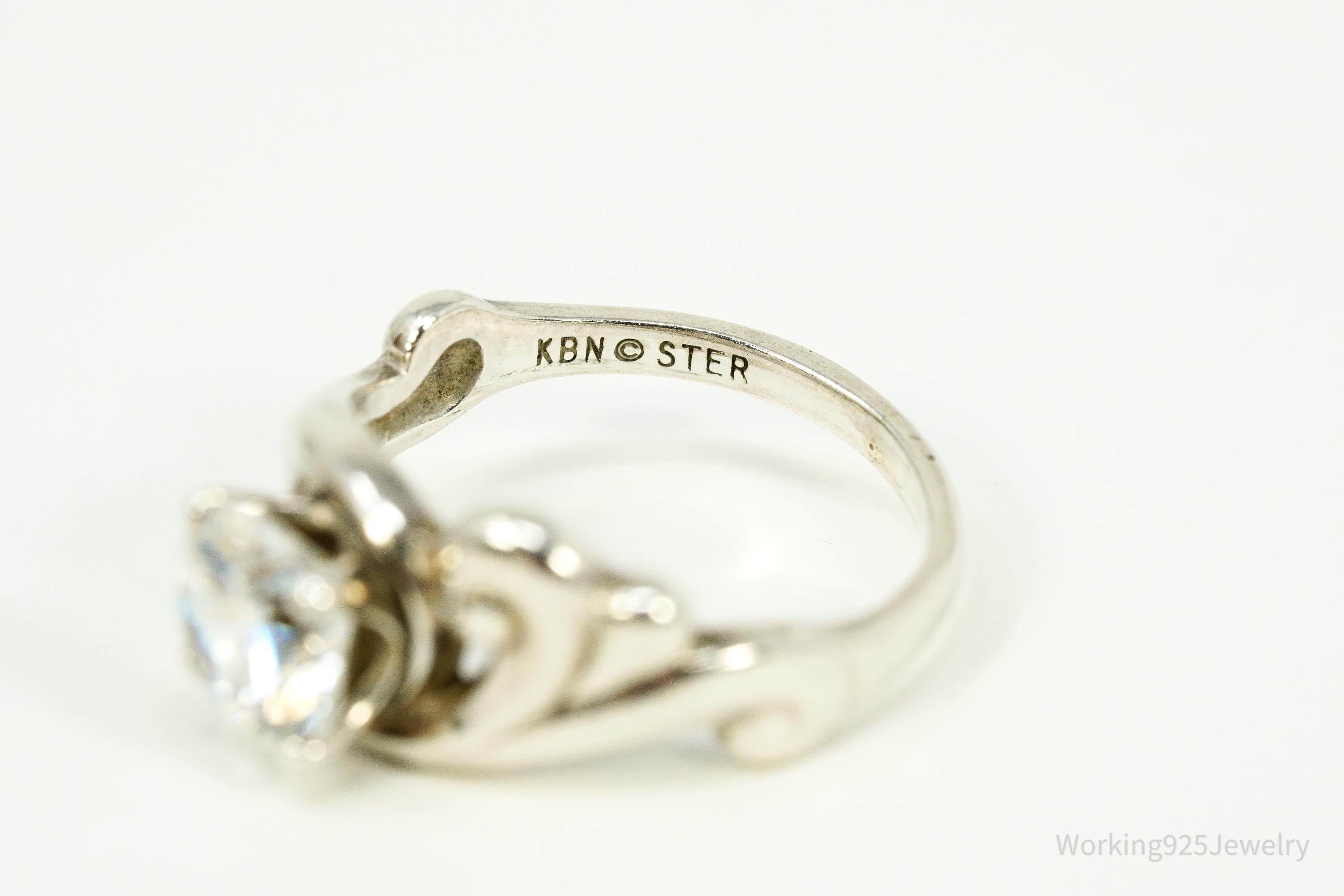 Vintage KABANA Diamonique Cubic Zirconia Sterling Silver Ring - Size 2.75