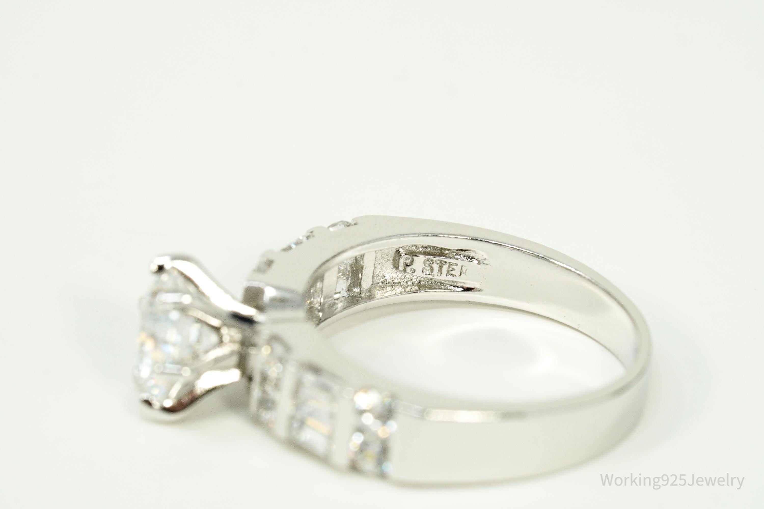 Vintage Diamonique Cubic Zirconia Sterling Silver Ring Size 6.25