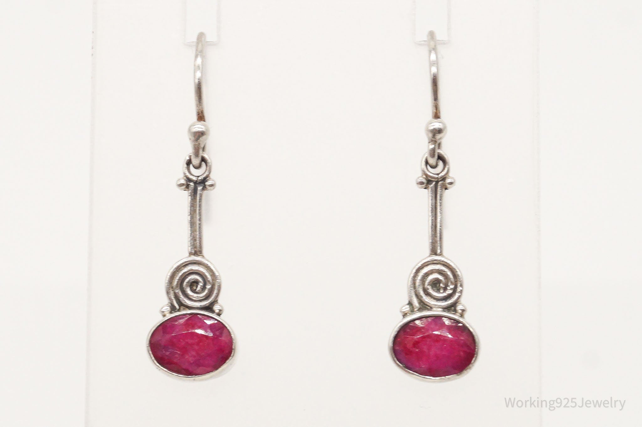 Vintage Ruby Sterling Silver Earrings