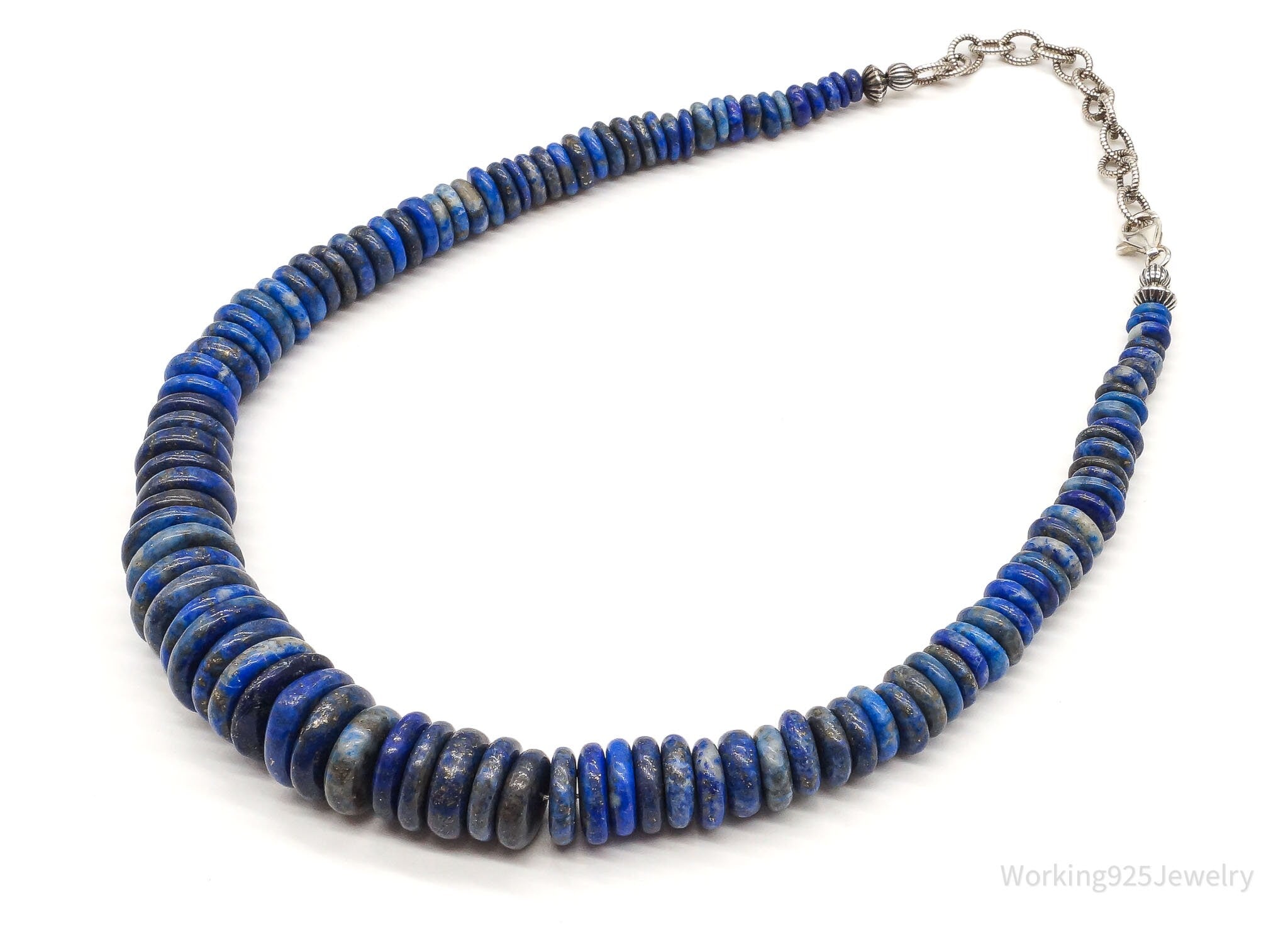 Vintage Southwestern Lapis Lazuli Bead Sterling Silver Necklace