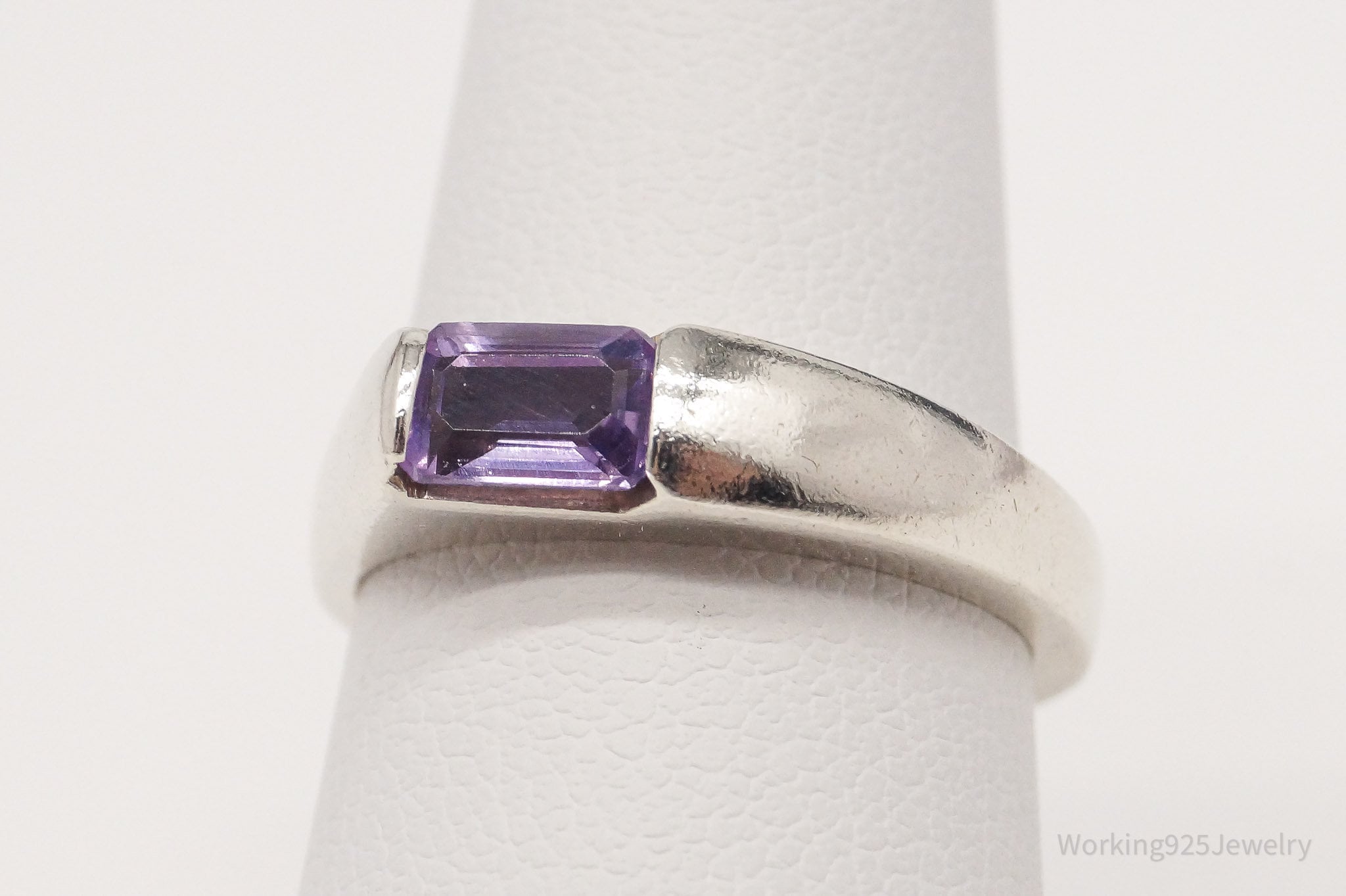 Vintage Amethyst Sterling Silver Ring - Size 6.25