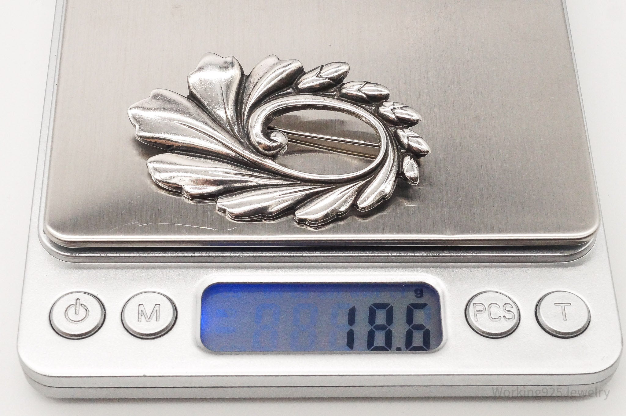 Large Vintage Modernist Viking Craft Sterling Silver Pin Brooch