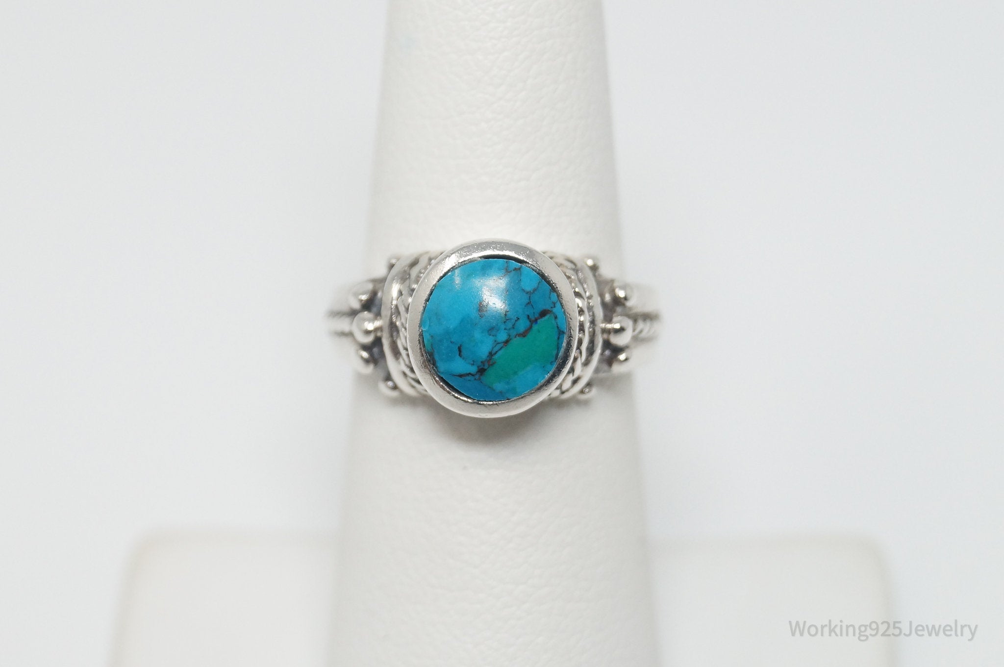 Vintage Turquoise Southwestern Sterling Silver Ring - Size 6