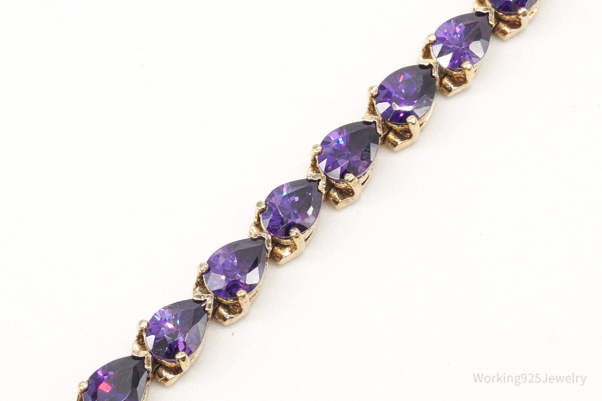 Vintage Purple Cubic Zirconia Gold Vermeil Sterling Silver Bracelet