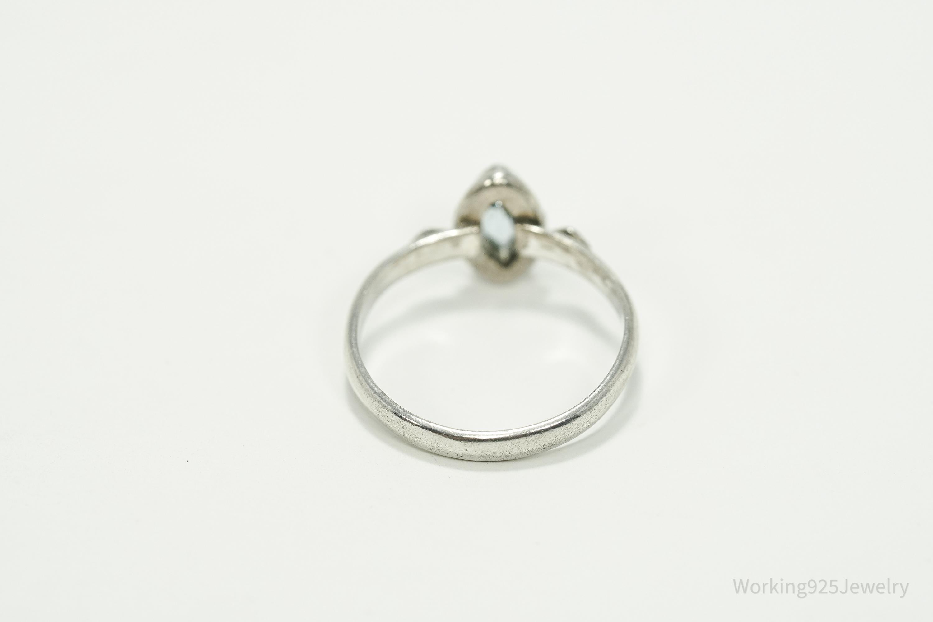 Vintage Designer Doug Paulus Blue Topaz Sterling Silver Ring - Size 8.25