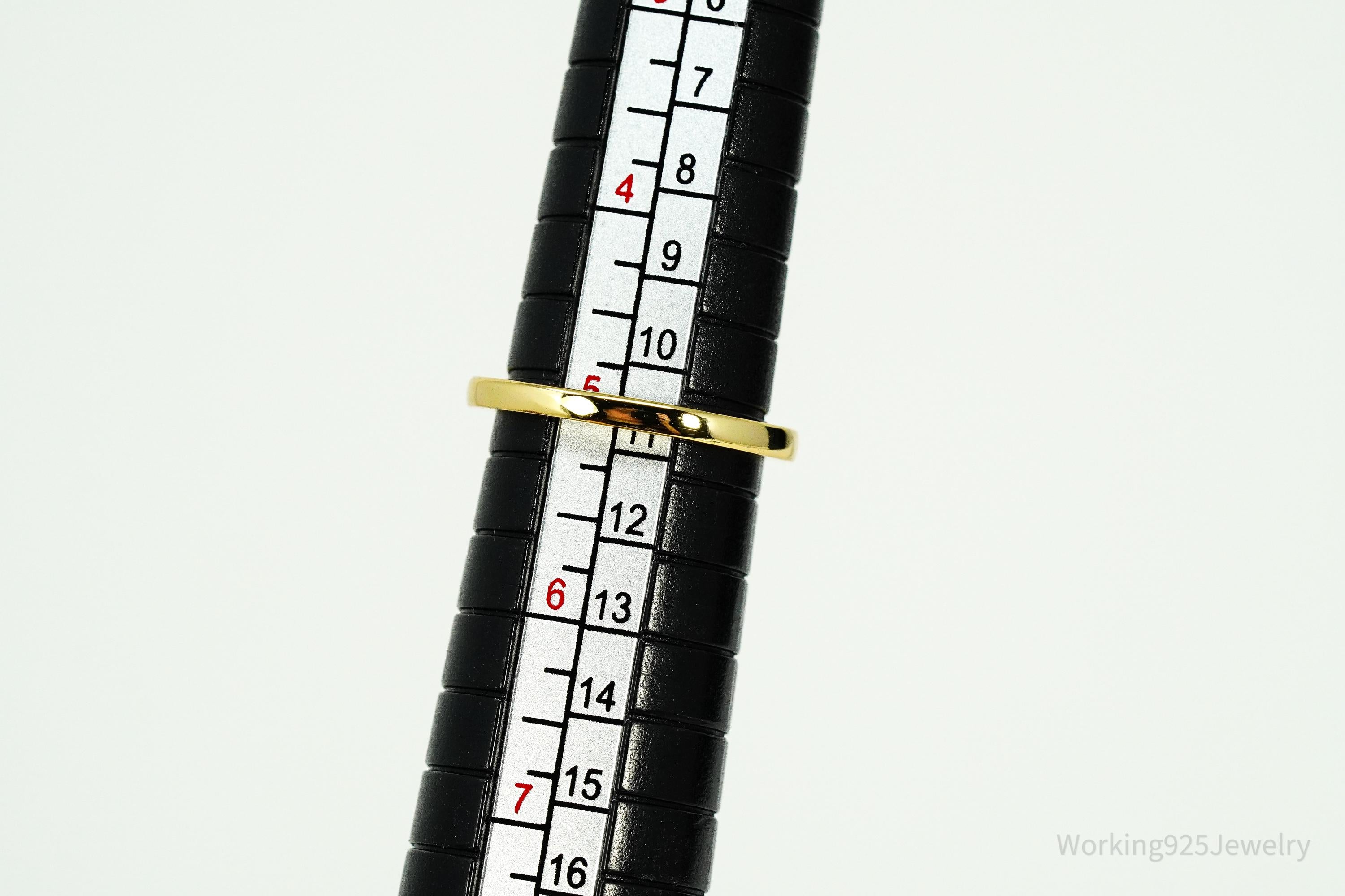 Vintage Cubic Zirconia Gold Vermeil Sterling Silver Ring - Size 5