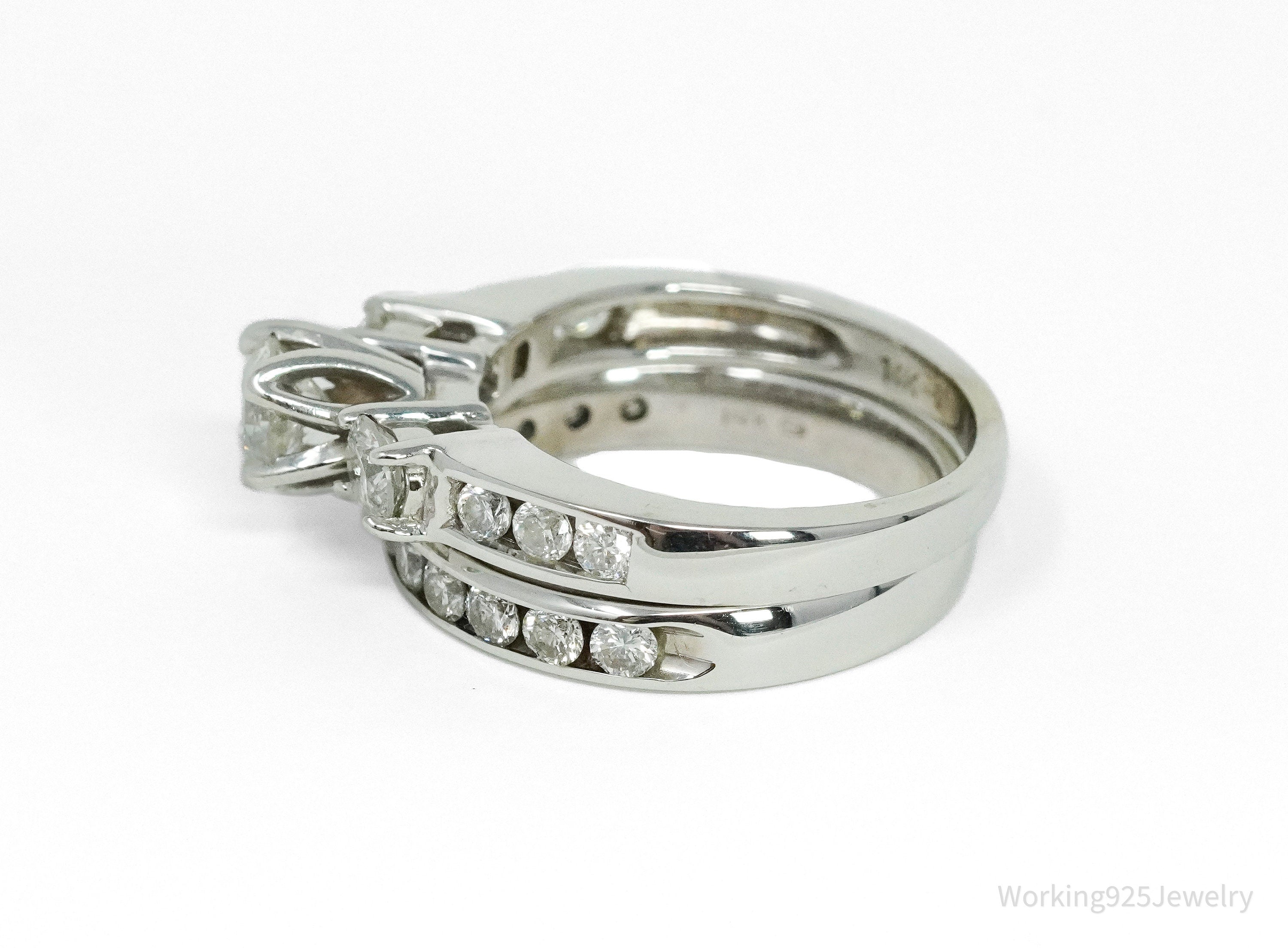 Diamonds & 18K White Gold Wedding Set Ring - Size 5.5